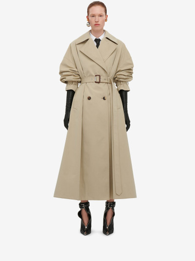 Alexander McQueen Women's Cocoon Sleeve Trench Coat in Pale Beige outlook