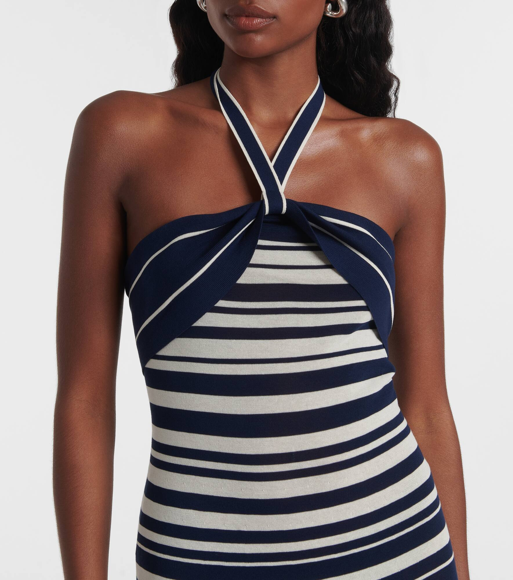 Axel striped halterneck cotton-blend maxi dress - 4