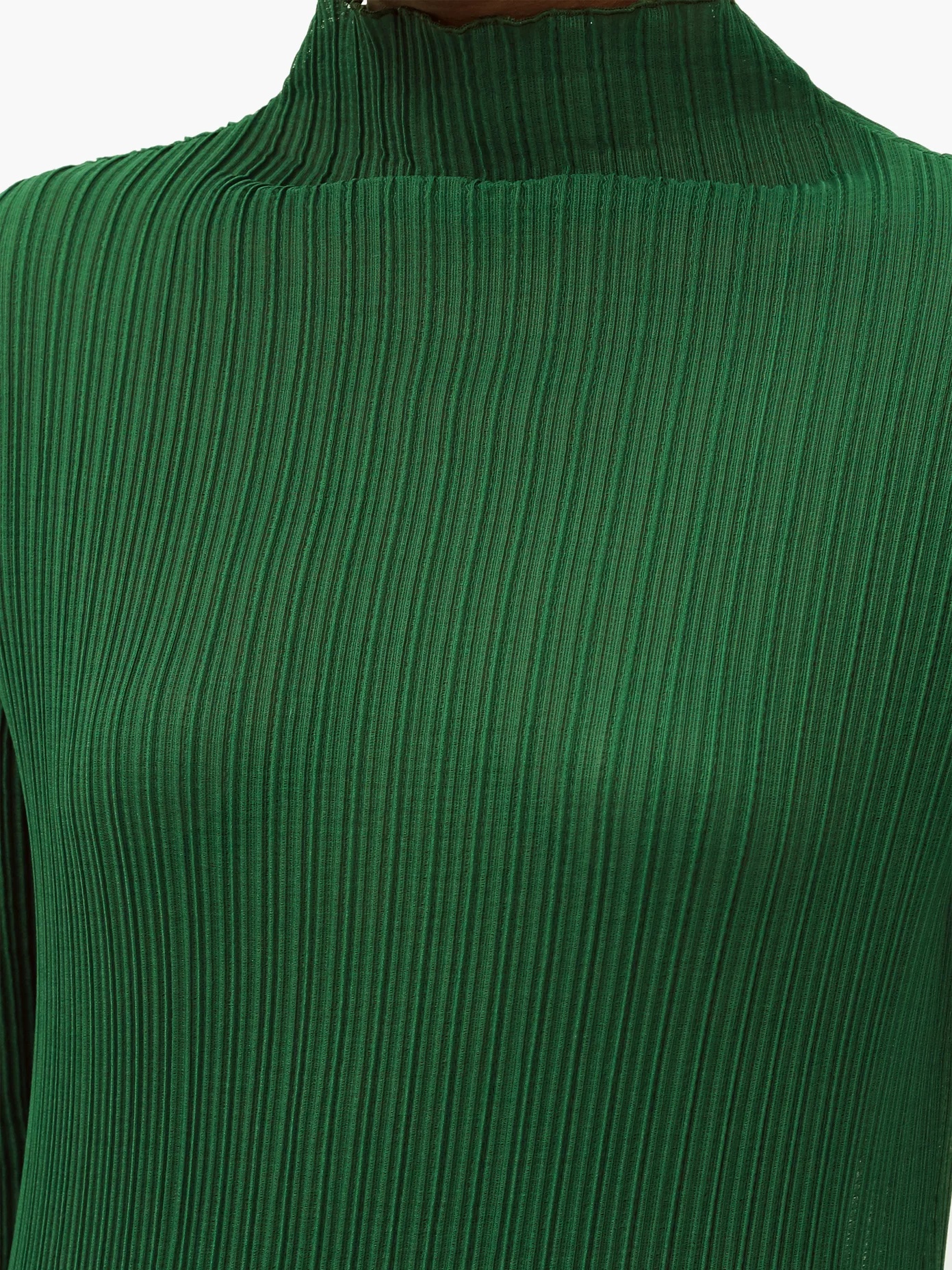 Mock-neck pleated jersey top - 4