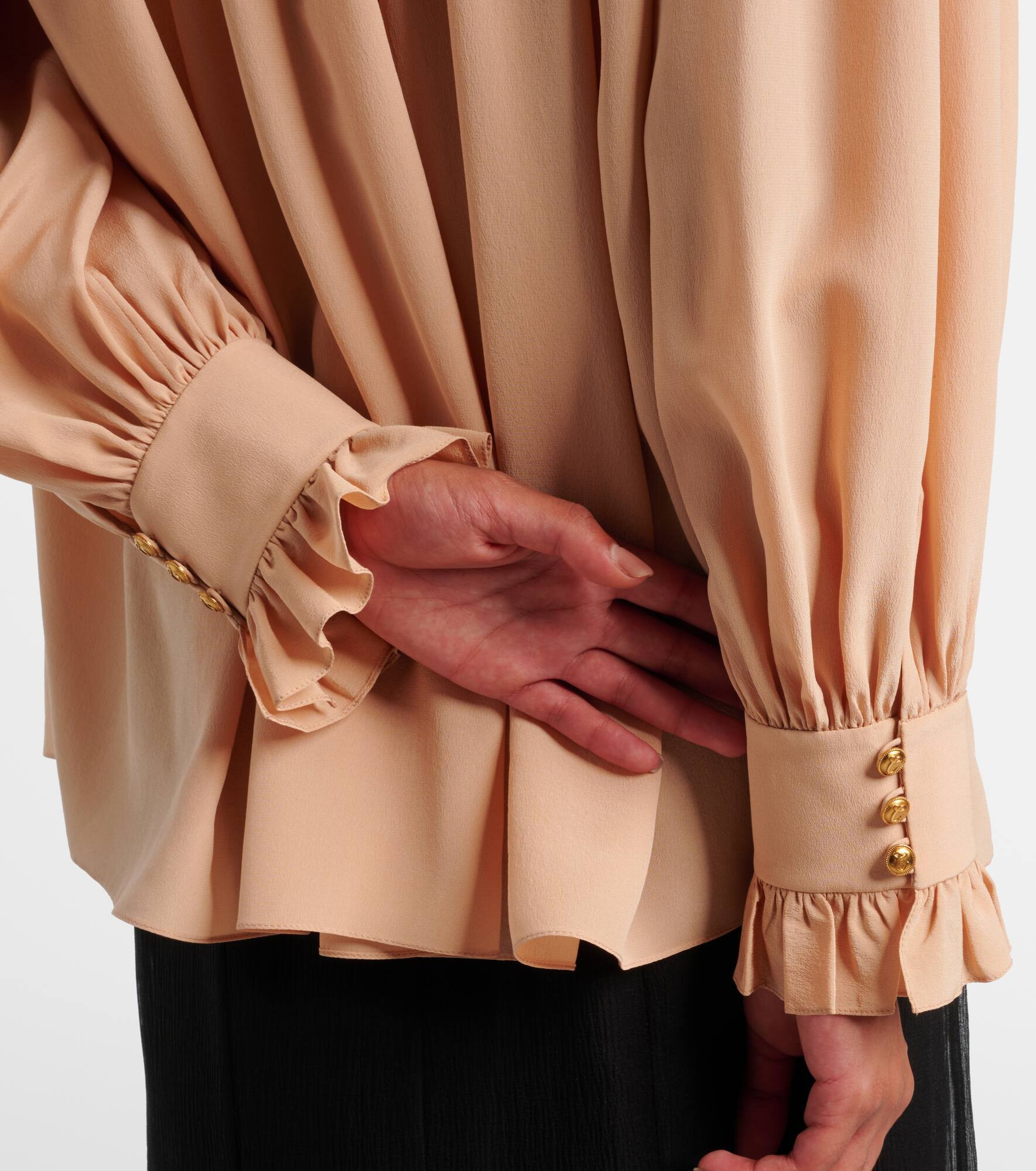 Ruffled tie-neck silk blouse - 5