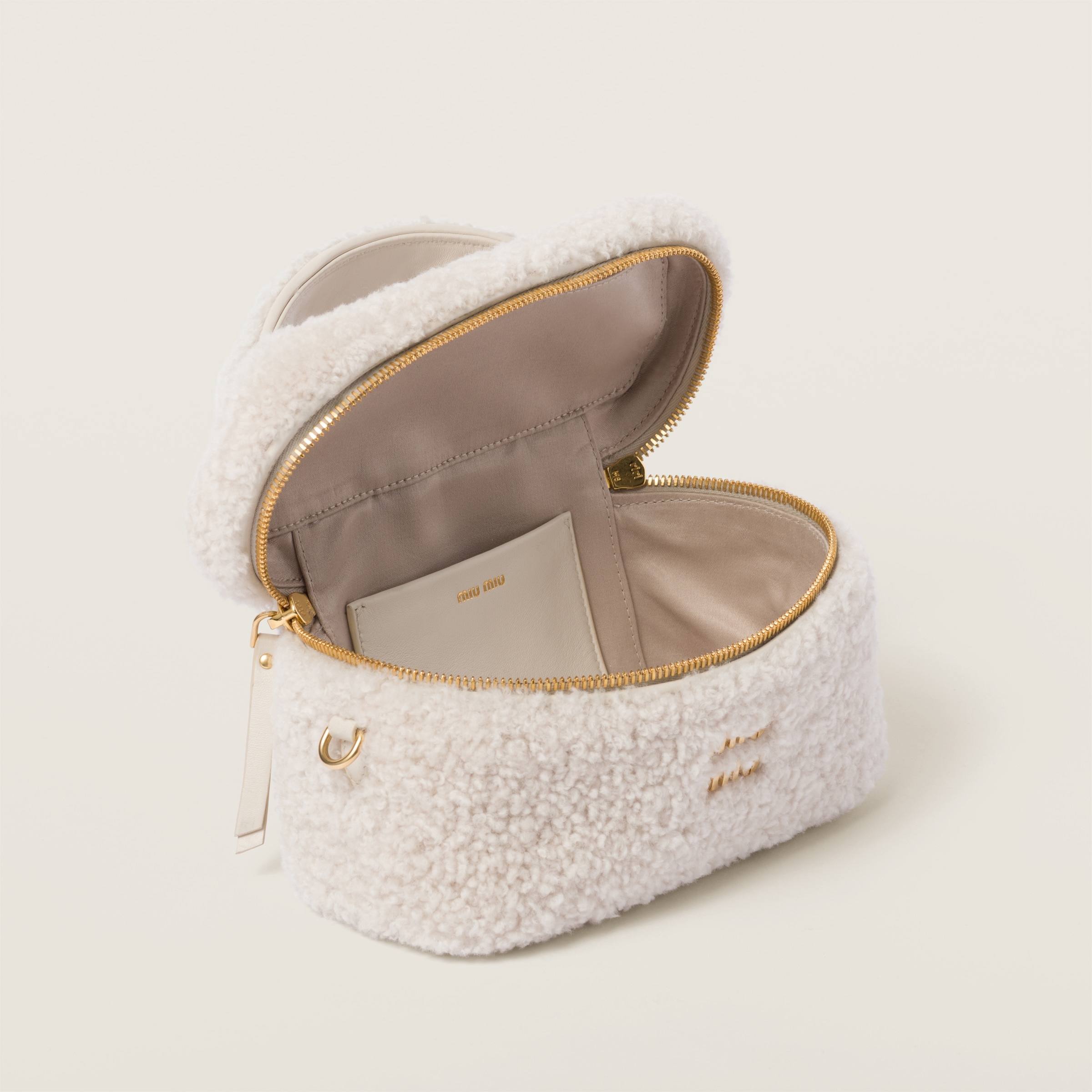 Miu Miu Shearling shoulder bag with leather details | REVERSIBLE