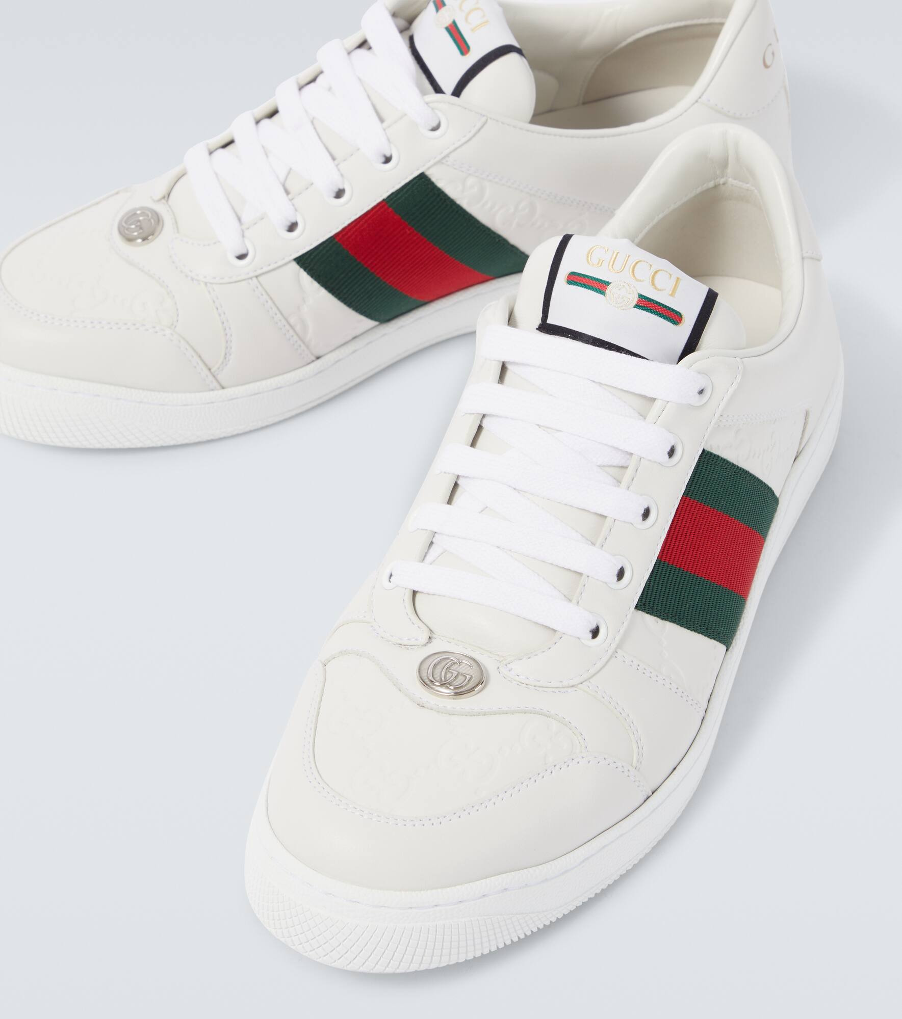 Screener debossed leather sneakers - 3