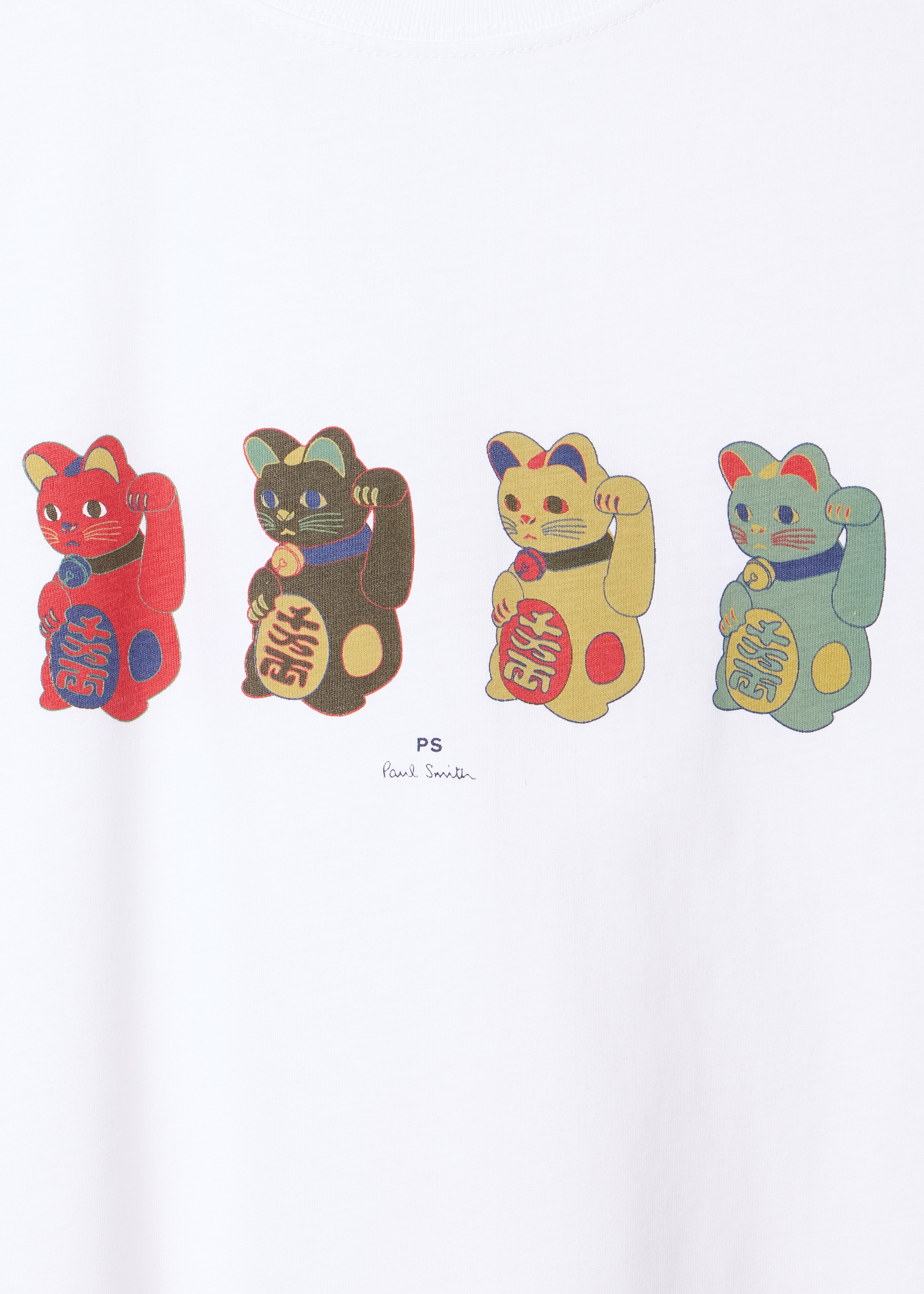 White 'Lucky Cats' Print T-Shirt - 2