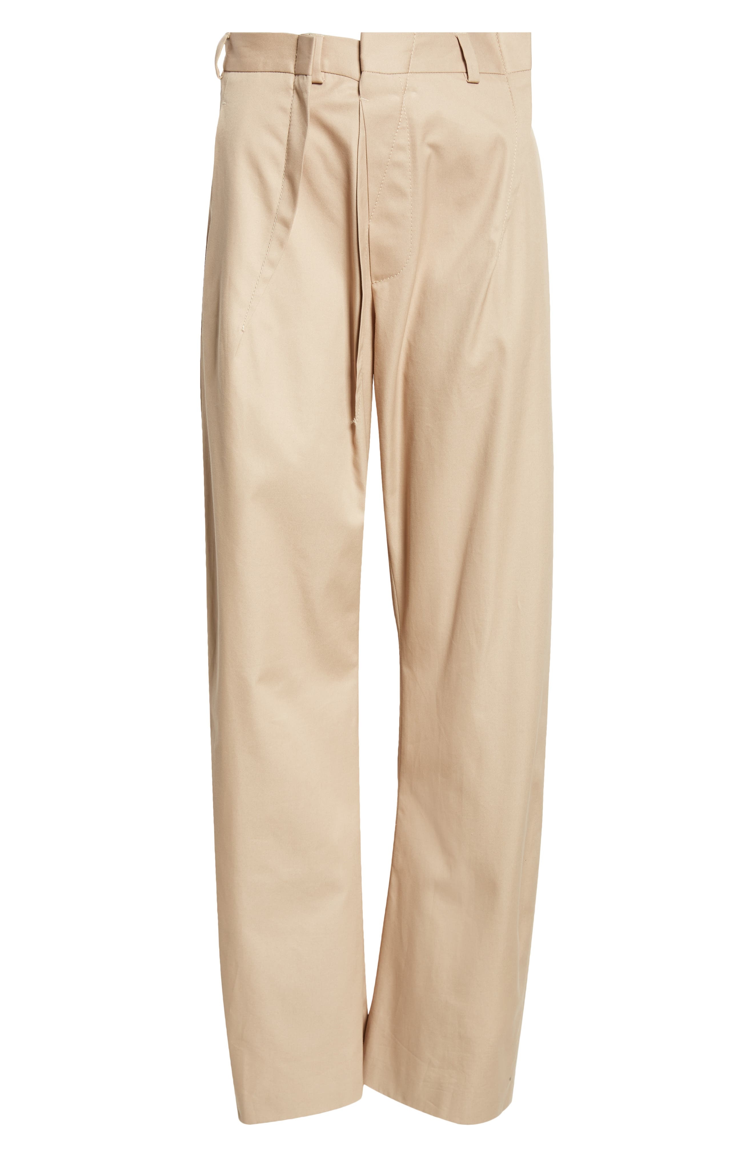 MM6 Maison Margiela Pleated Cotton Gabardine Straight Leg Pants in Sand at Nordstrom - 6