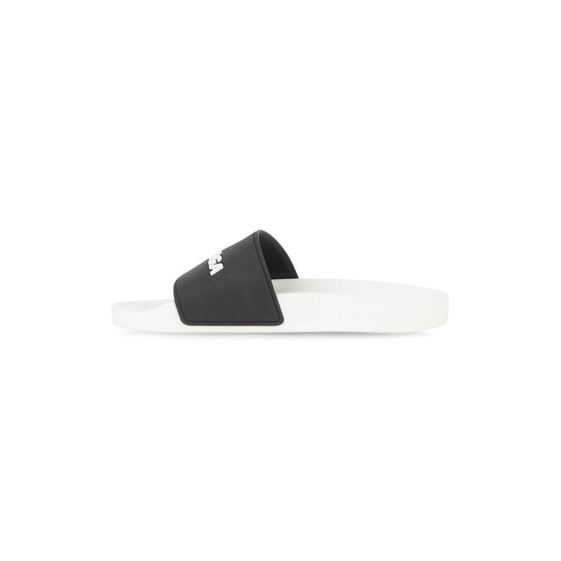 BALENCIAGA Women's Pool Slide Sandal in White/black outlook