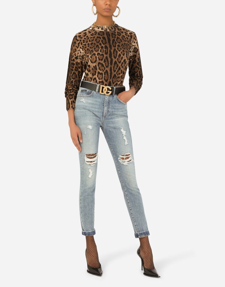 Leopard-print cashmere sweater - 6