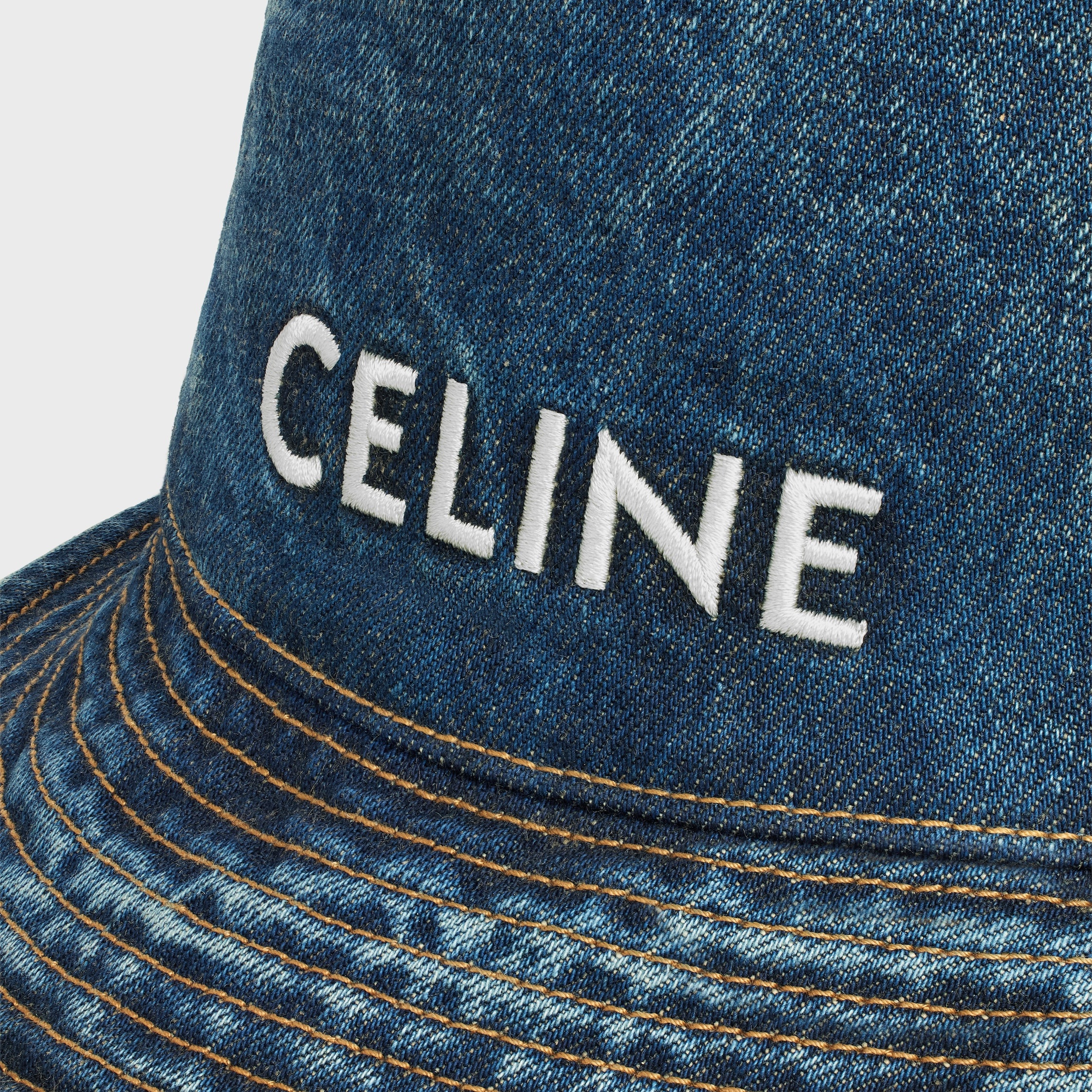 celine bucket hat in union wash denim - 3