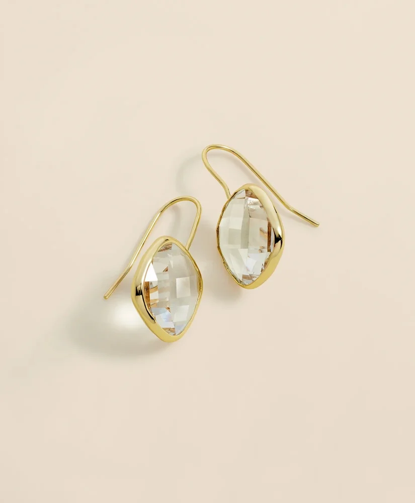 French-Wire Drop Earrings with Channel-Set Crystals - 1