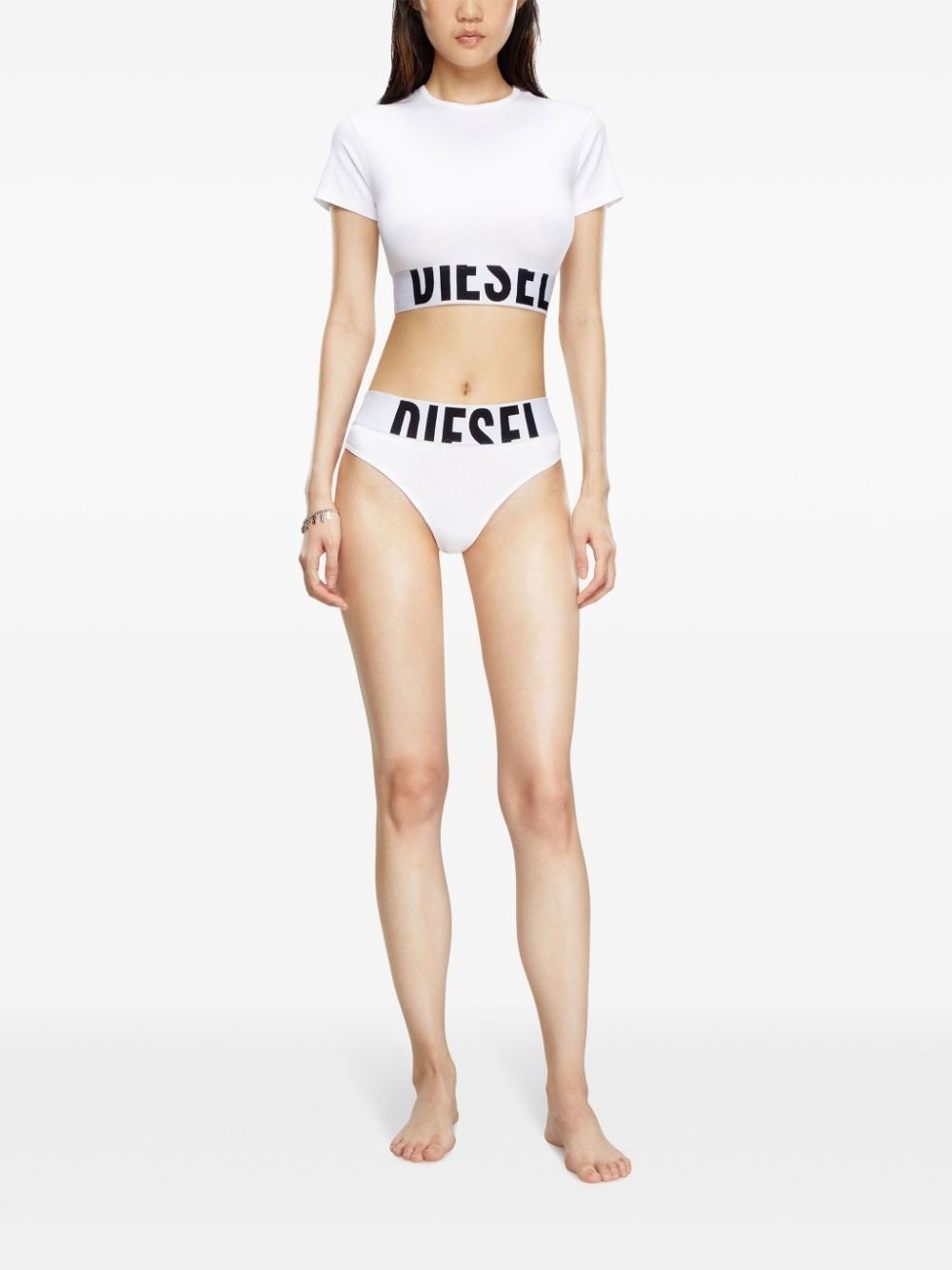 logo-underband crew-neck crop top - 2