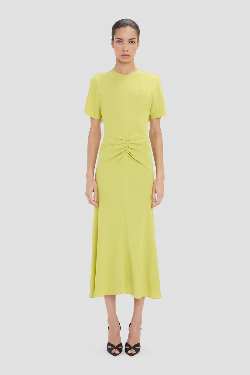 Victoria Beckham Bela Midi Dress In Yellow outlook