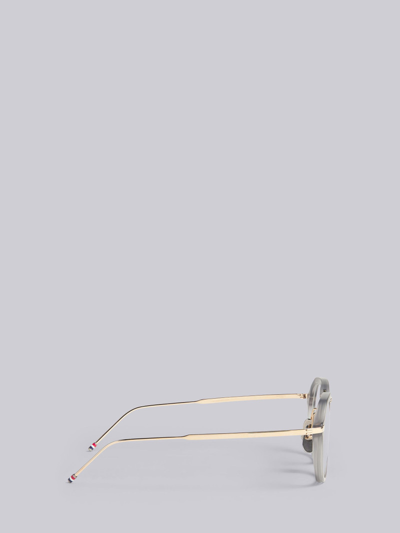 TB421 - Satin Crystal Grey and White Gold Clubmaster Eyeglasses 3