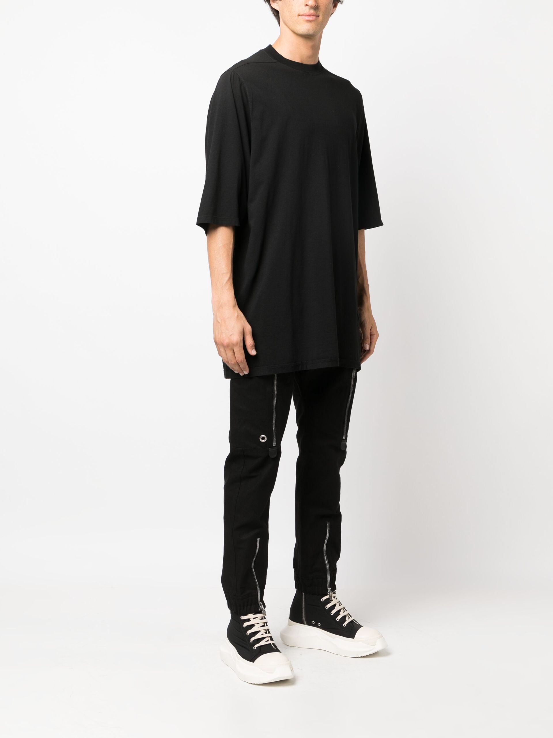 Black Strap Detailed Cotton T-Shirt - 3