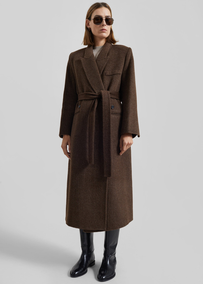 Arlene Wool Belted Coat - Brown 4