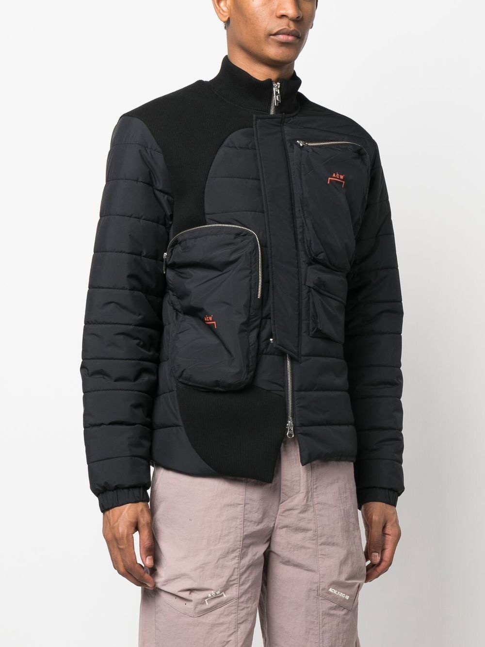 logo-print asymmetric padded jacket - 3