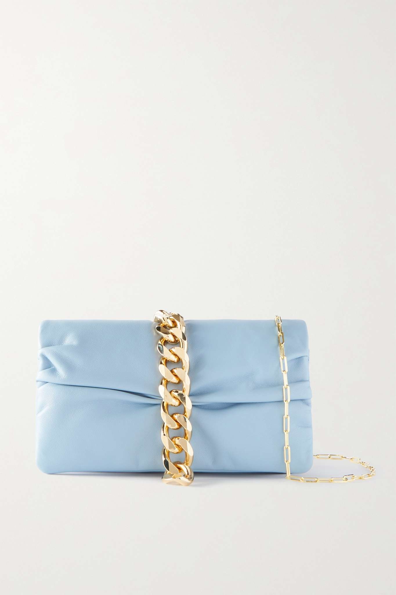 Pirouette embellished ruched leather clutch - 1