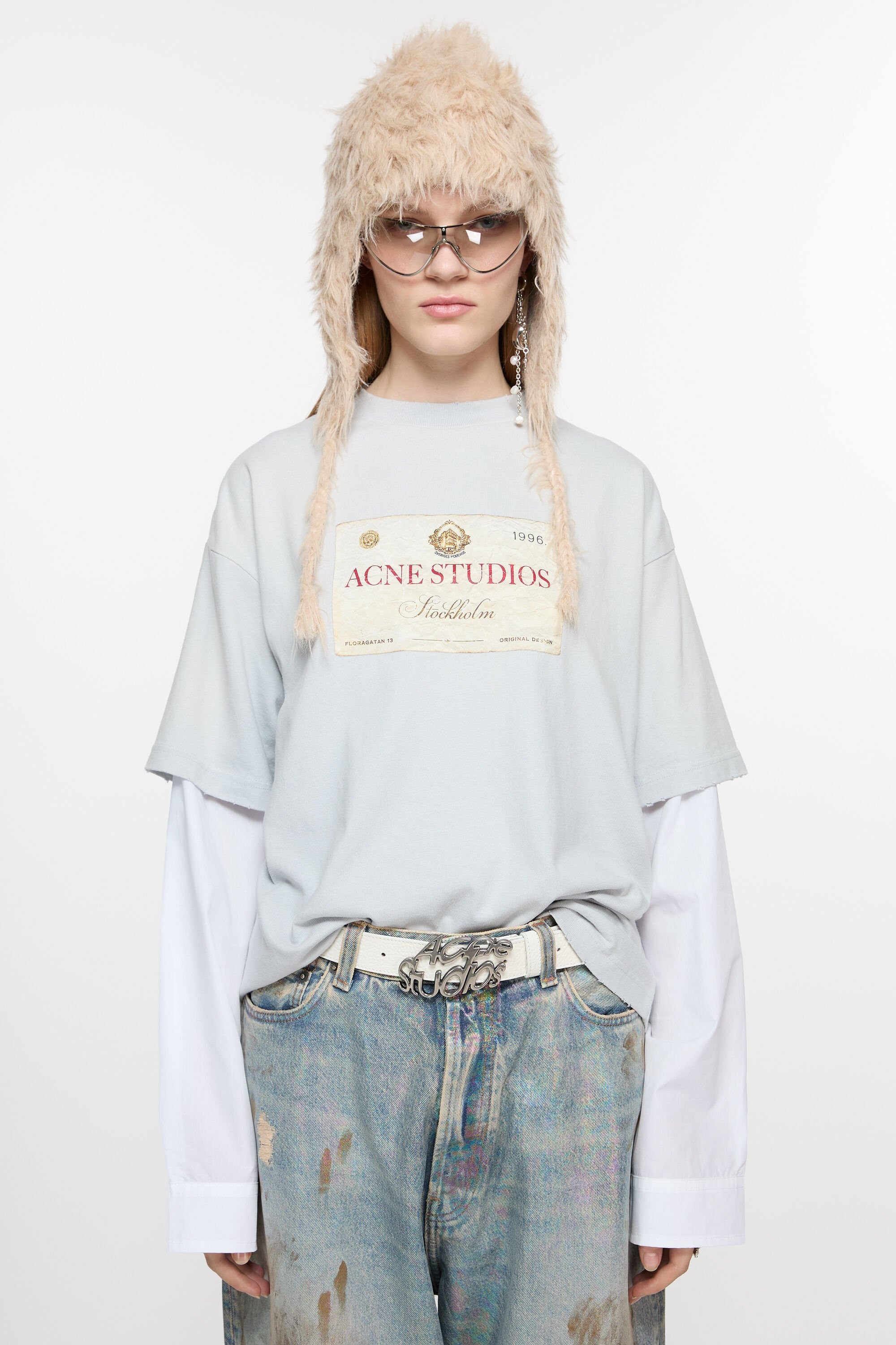 Layered print t-shirt - Light grey - 2