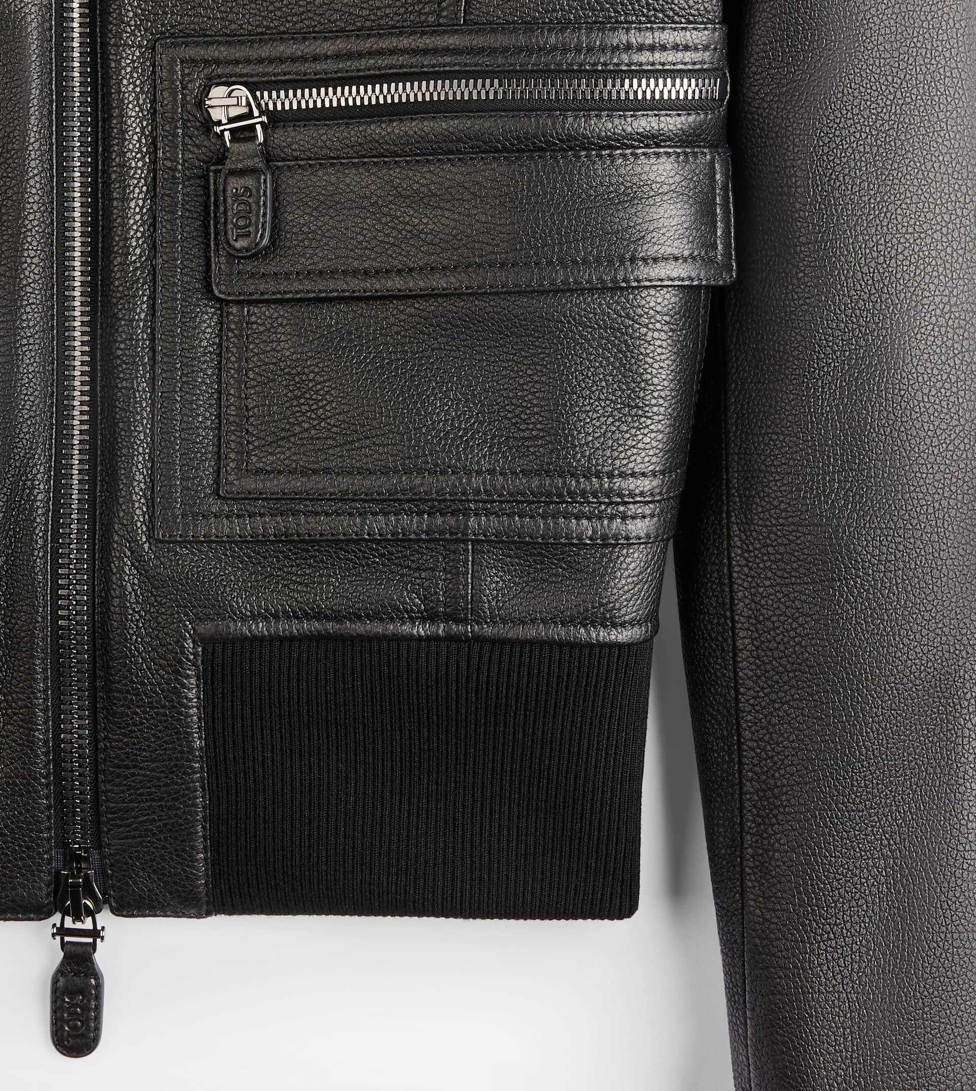 BOMBER JACKET IN LEATHER - BLACK - 4