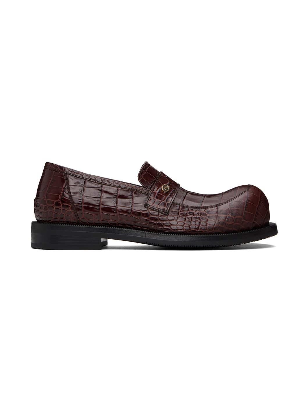 Brown Bulb Toe Loafers - 1