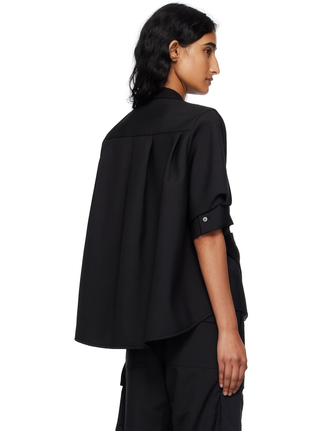 Black Suiting Mix Knit Cardigan - 3