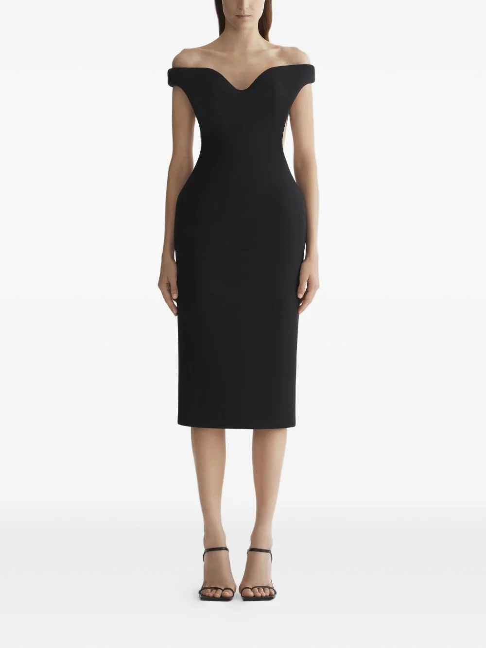 off-shoulder open-back dress - 1