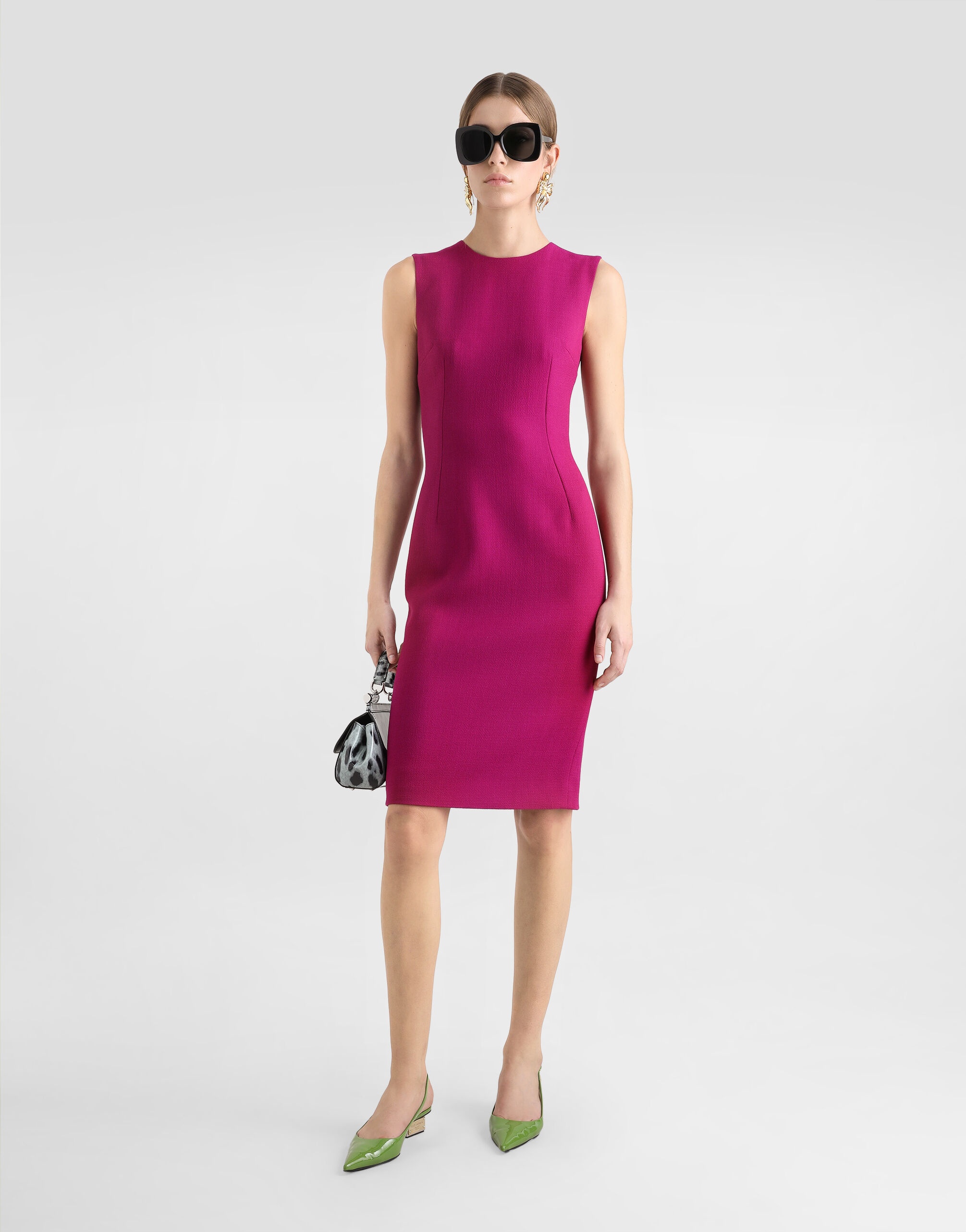 Wool crepe calf-length sheath dress - 2