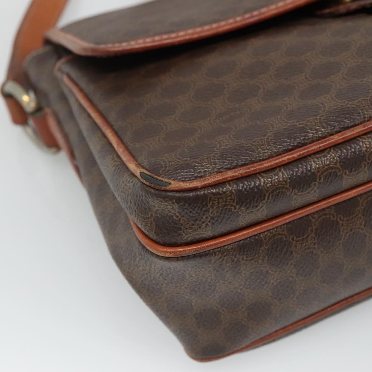CELINE Macadam Canvas Shoulder Bag Pvc Leather Brown - 11