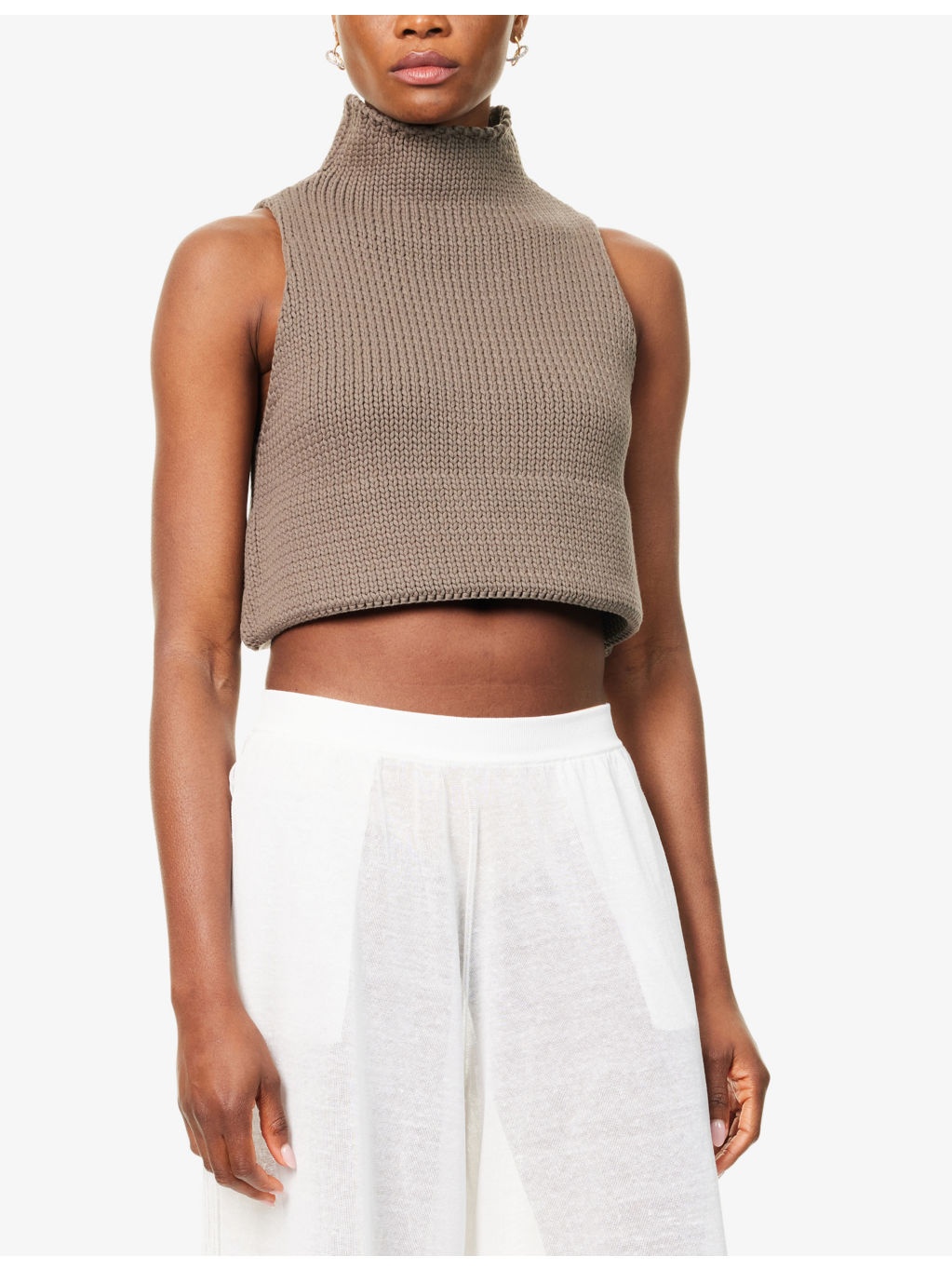 Crop Sleeveless Cotton-Blend Top - 3