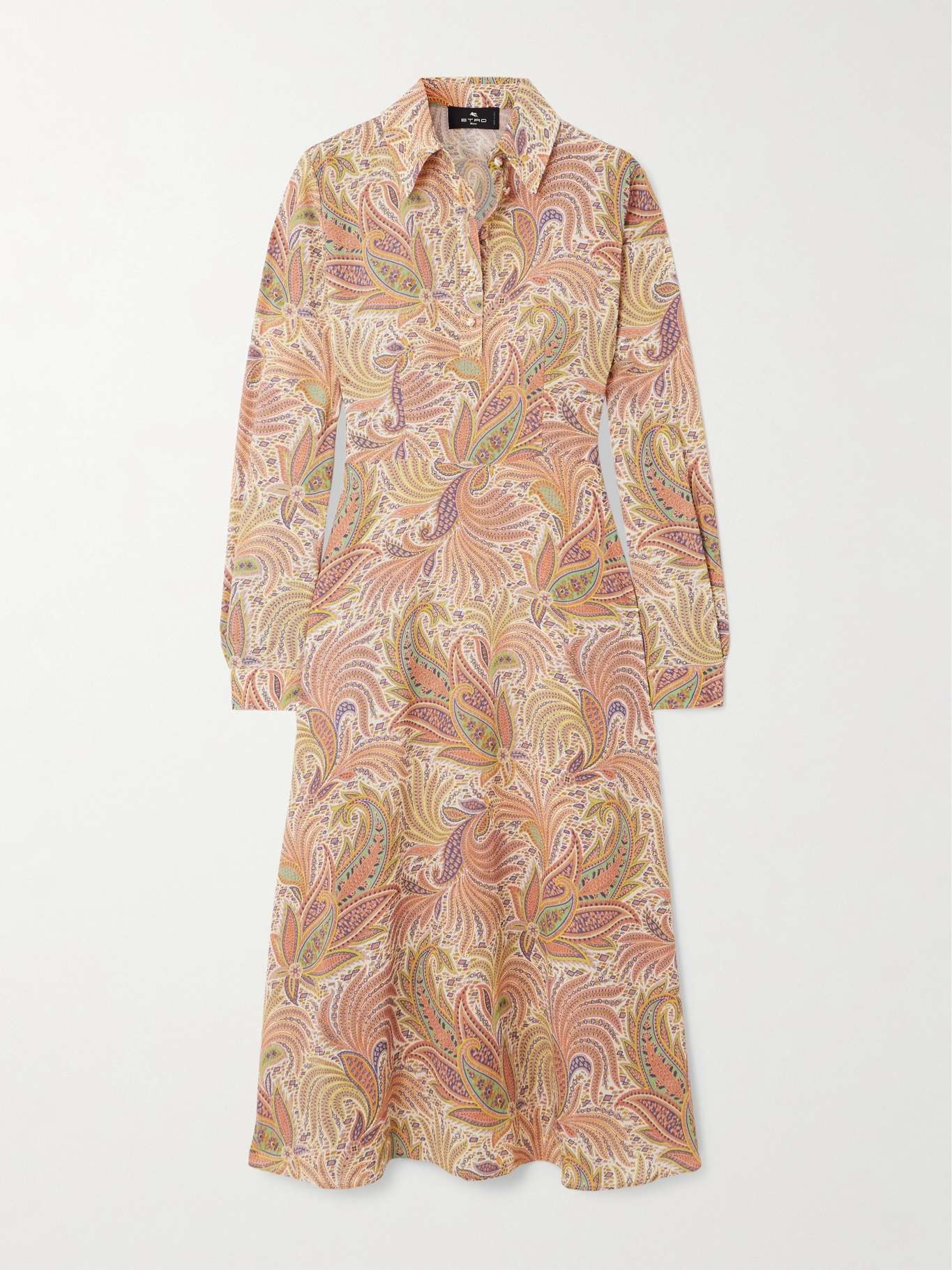Printed stretch-crepe midi dress Brown - 1
