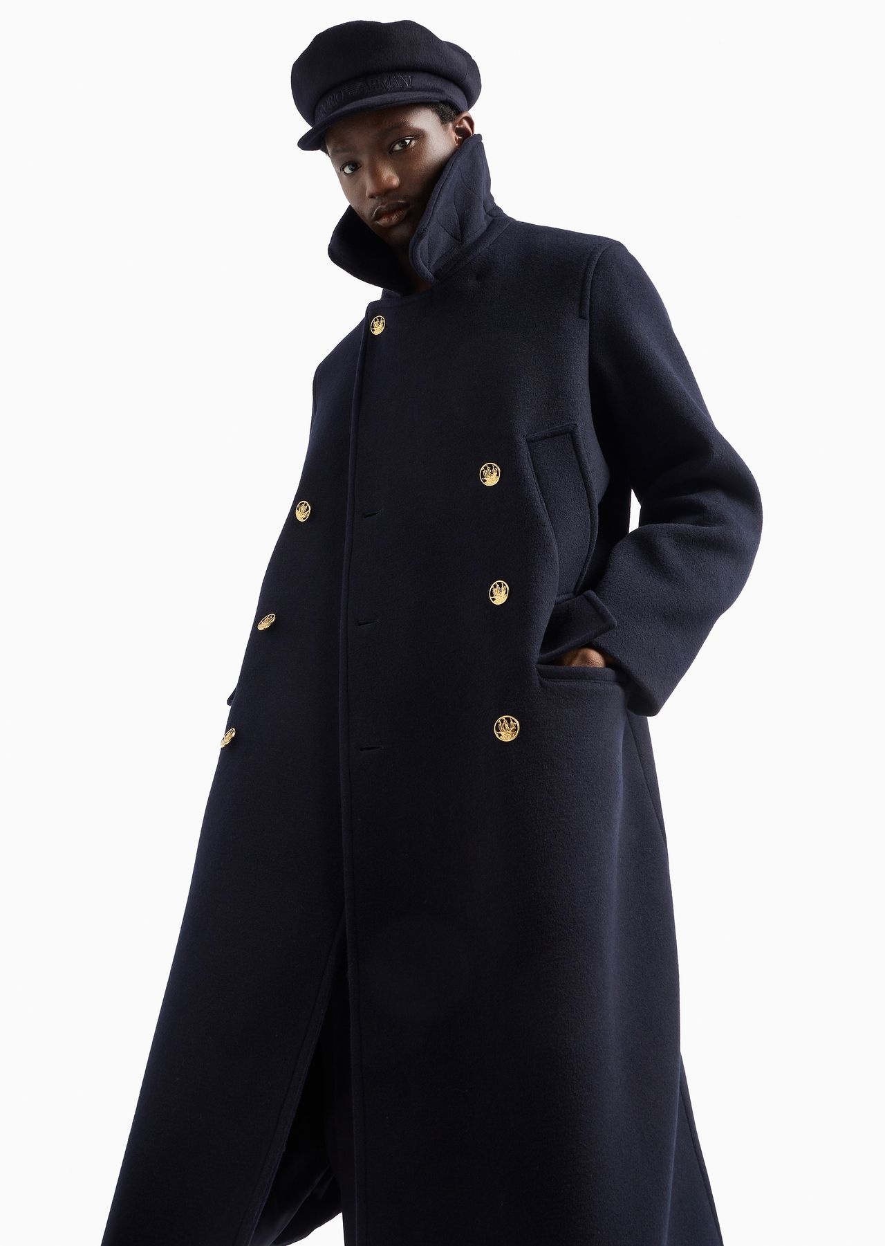 Double-breasted, wool cloth coat with gold buttons - 6