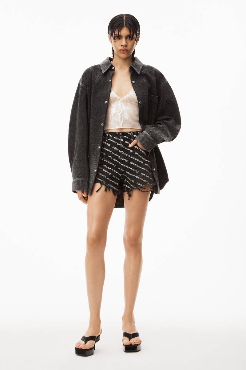 Alexander Wang BITE LOGO SHORT IN GREY AGED DENIM outlook