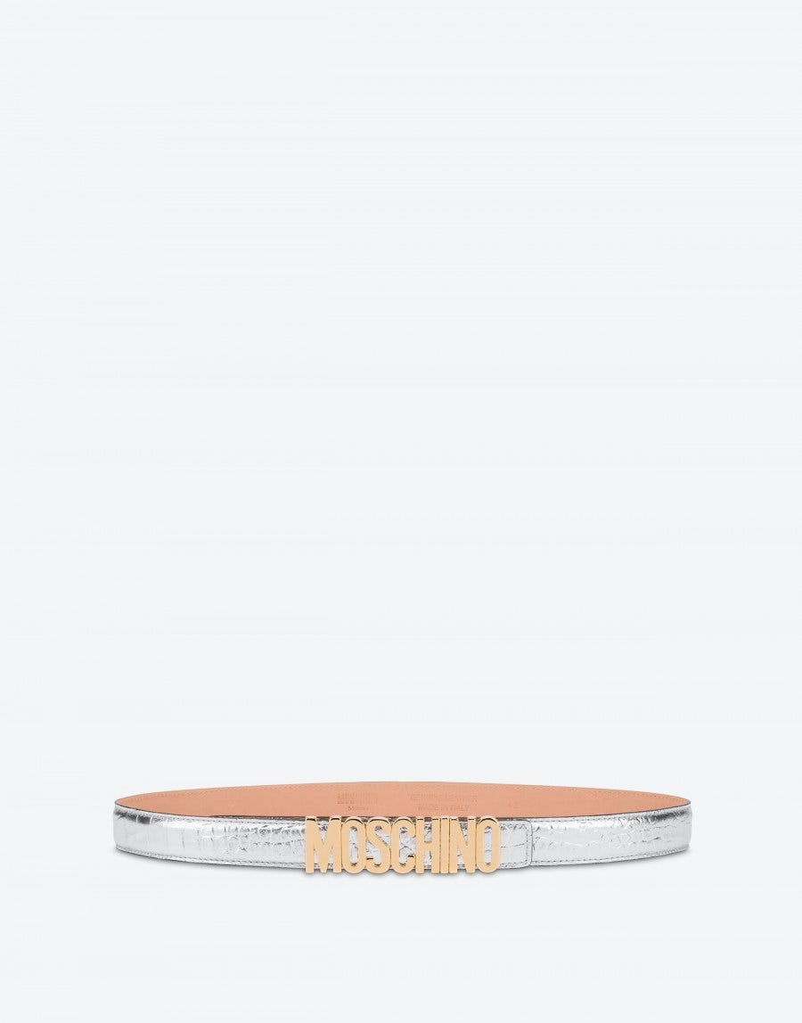 LOGO LETTERING CROCODILE-PRINT BELT - 1