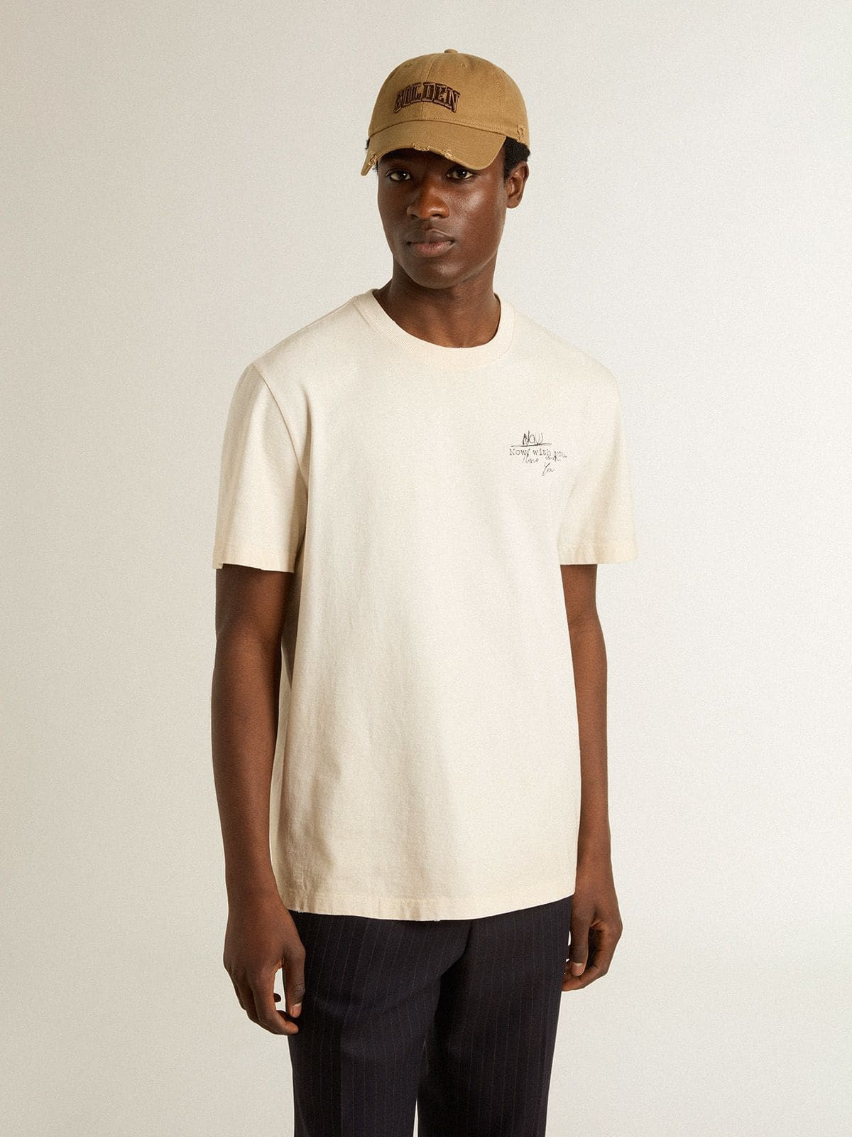 Men's T-shirt with print on the chest and on the back with a lived-in effect - 2