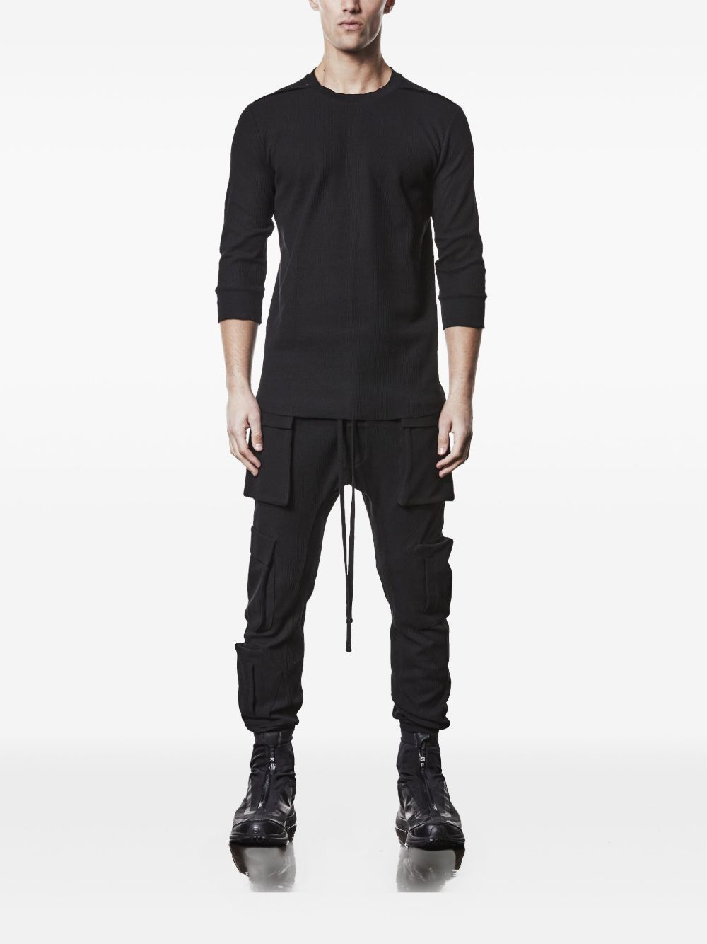 ribbed three-quarter sleeve T-shirt - 2
