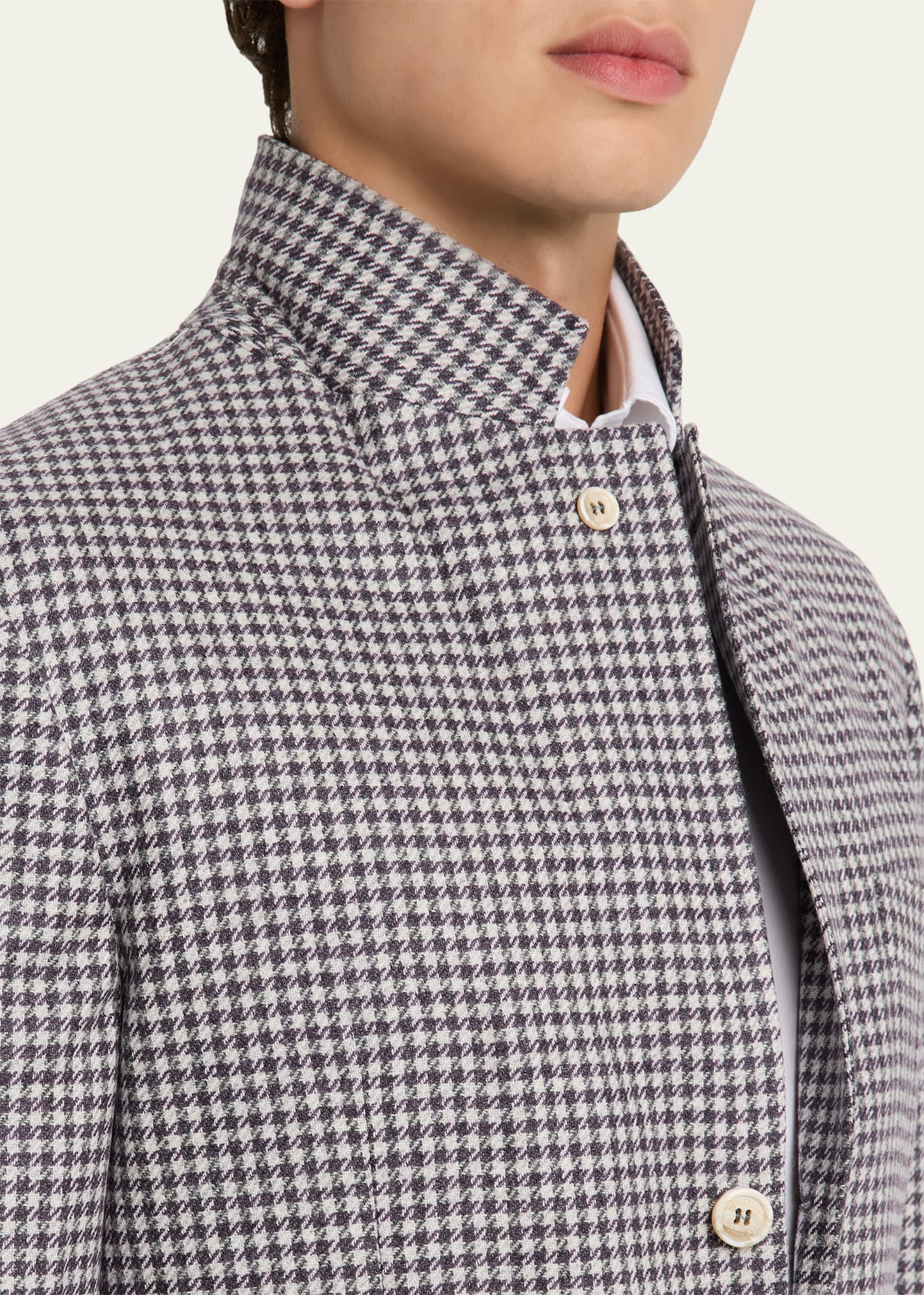 Men's Wool, Cashmere and Silk Houndstooth Sport Coat - 6