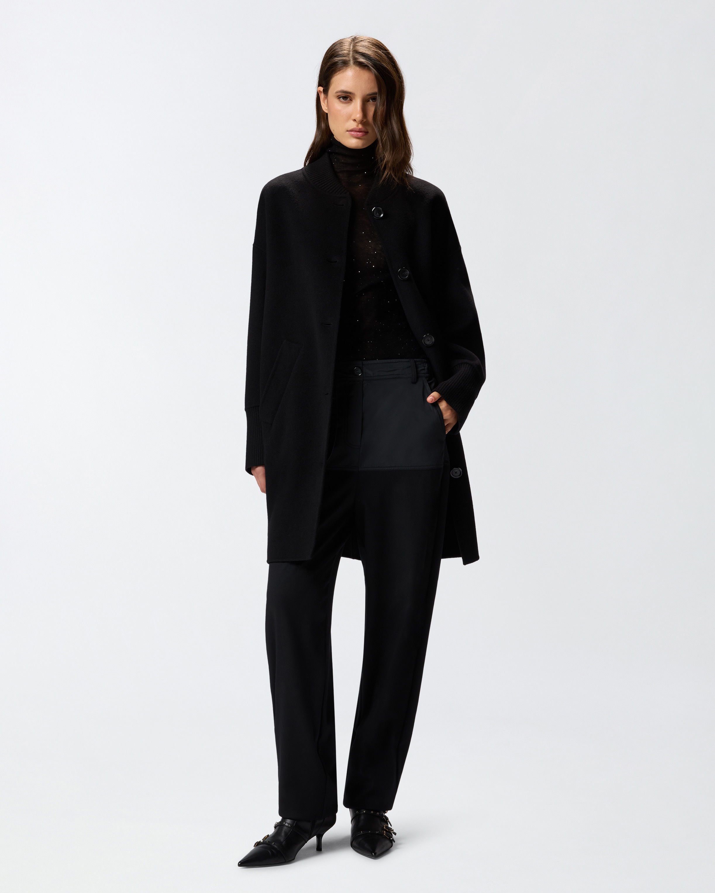 LONG DOUBLE CLOTH COAT - 3