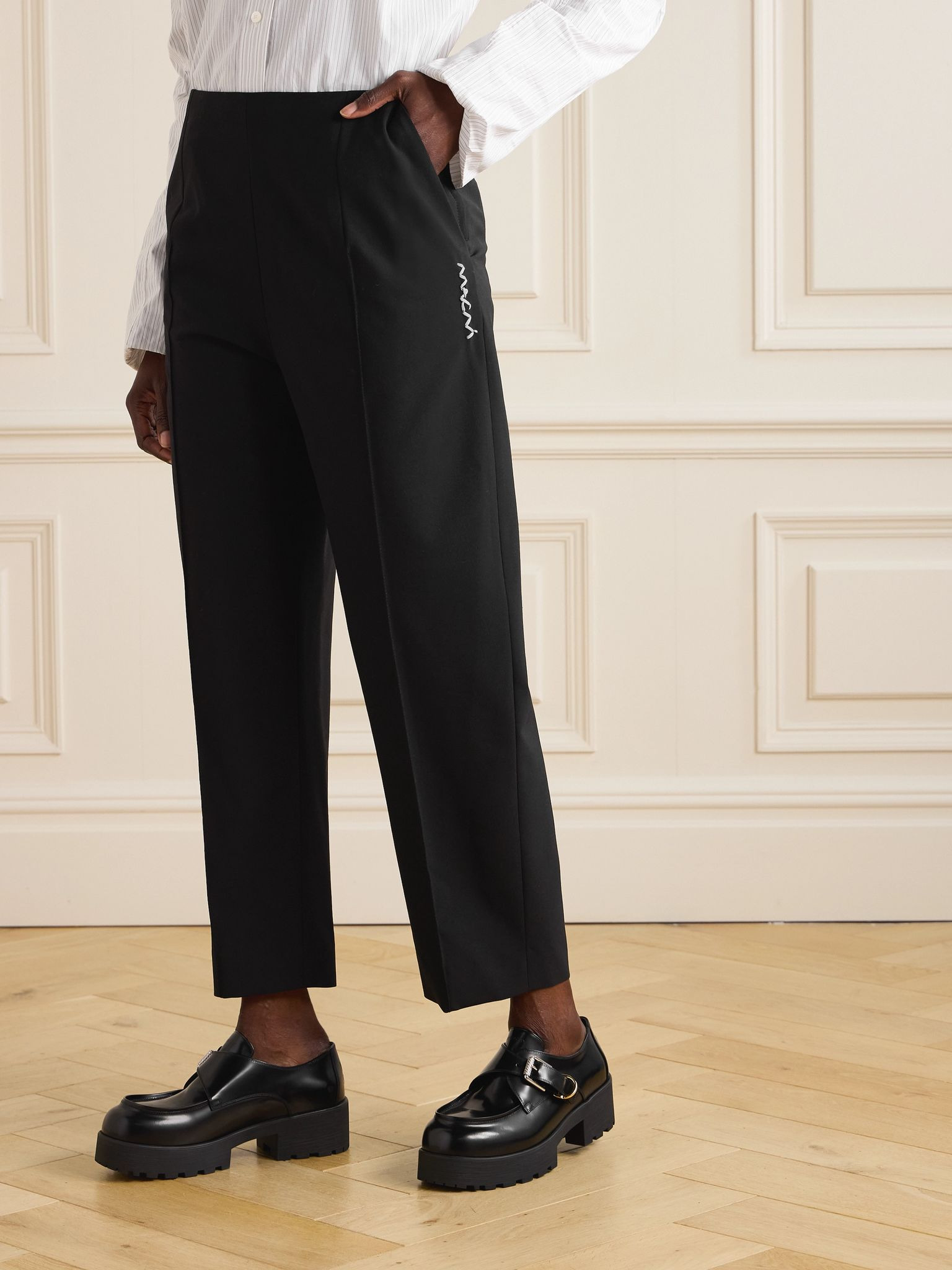 Woven straight-leg pants Black - 3