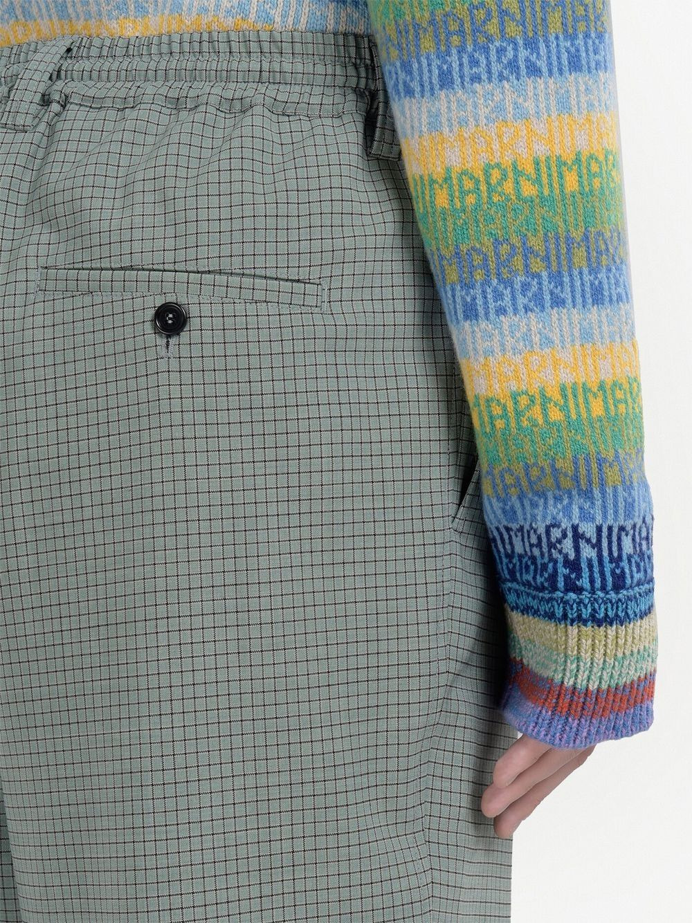 grid-pattern mid-rise pants - 5