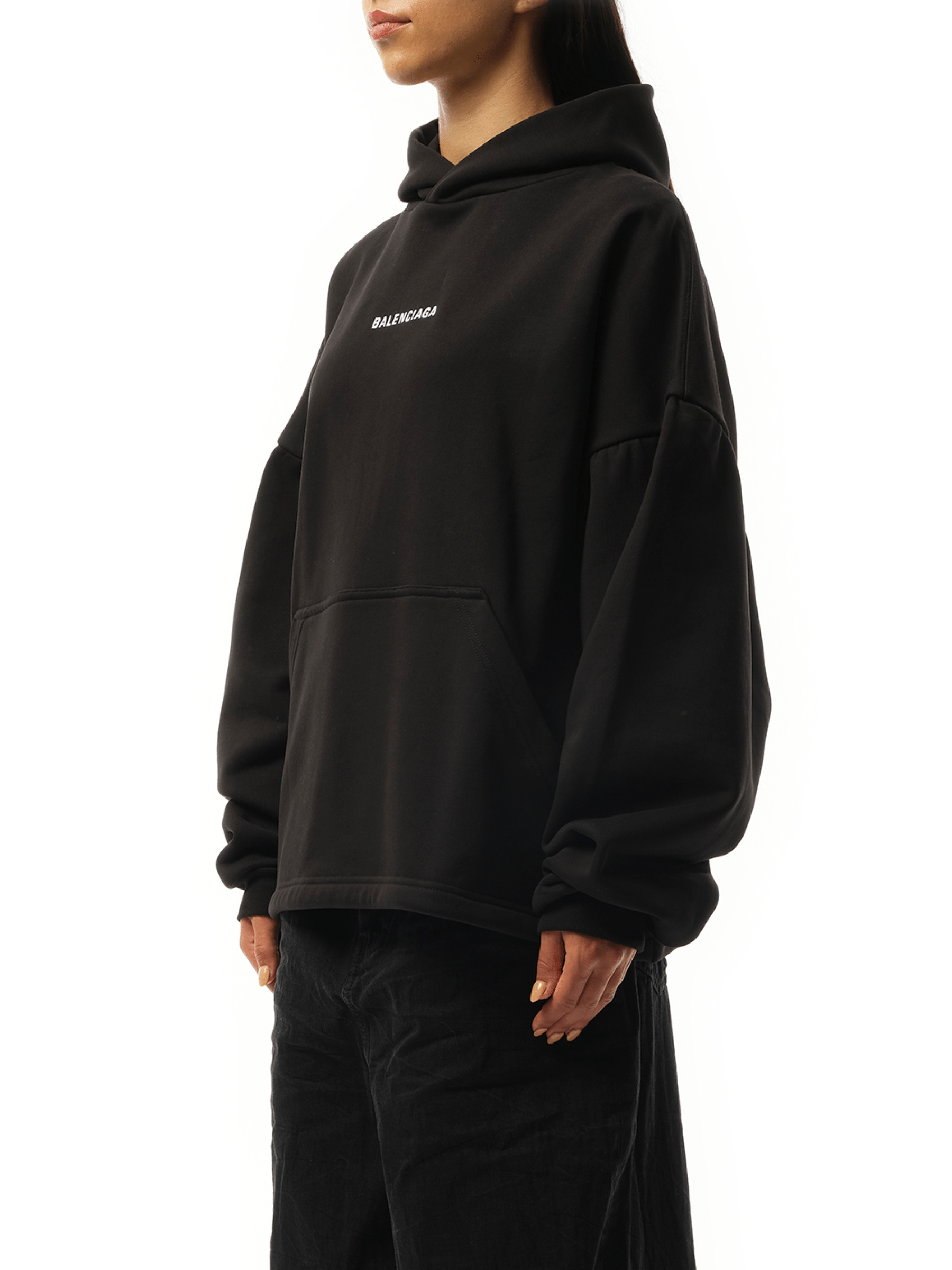 Logo Embroidered Hoodie in Black/White - 5