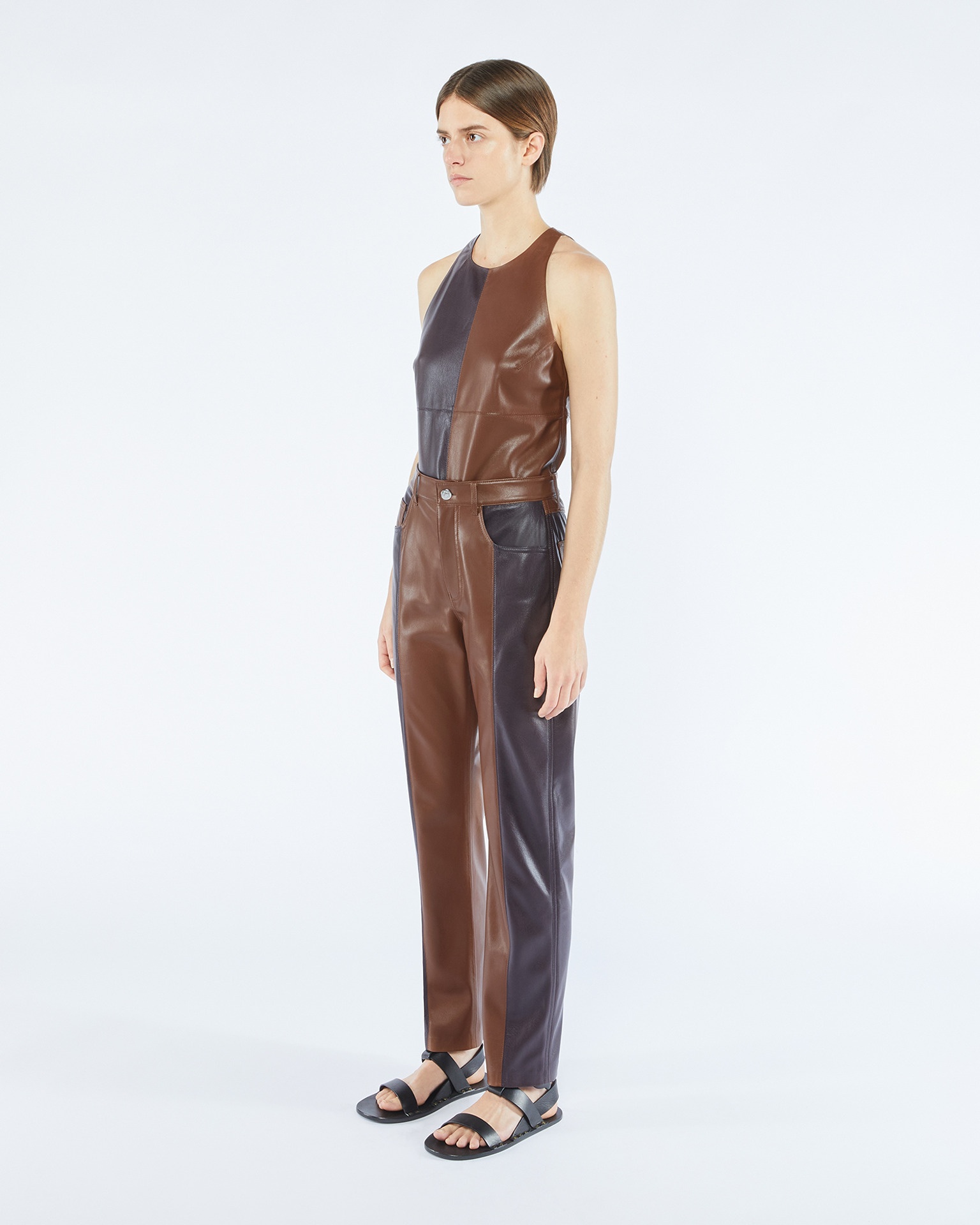 VINNI - Upcycled patchwork trousers - Aubergine/Rootbeer - 4