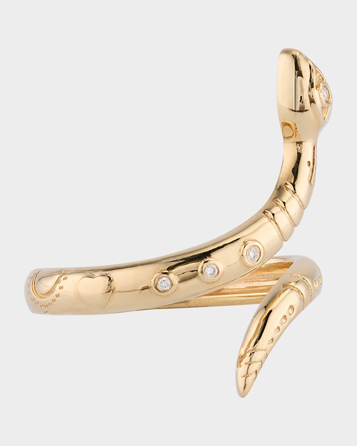 14K Yellow Gold Wrap Snake Ring with Diamonds, Size 6.5 - 3