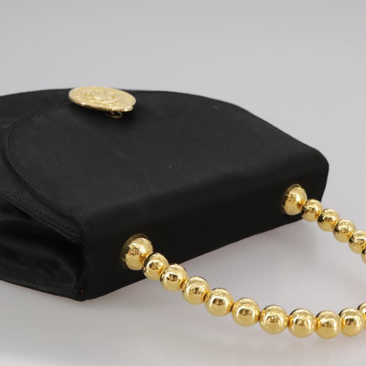 CELINE Hand Bag Nylon Gold Black - 6