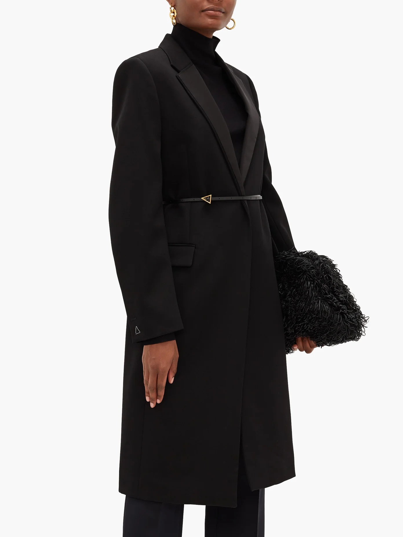 Belted wool-grain de poudre coat - 7