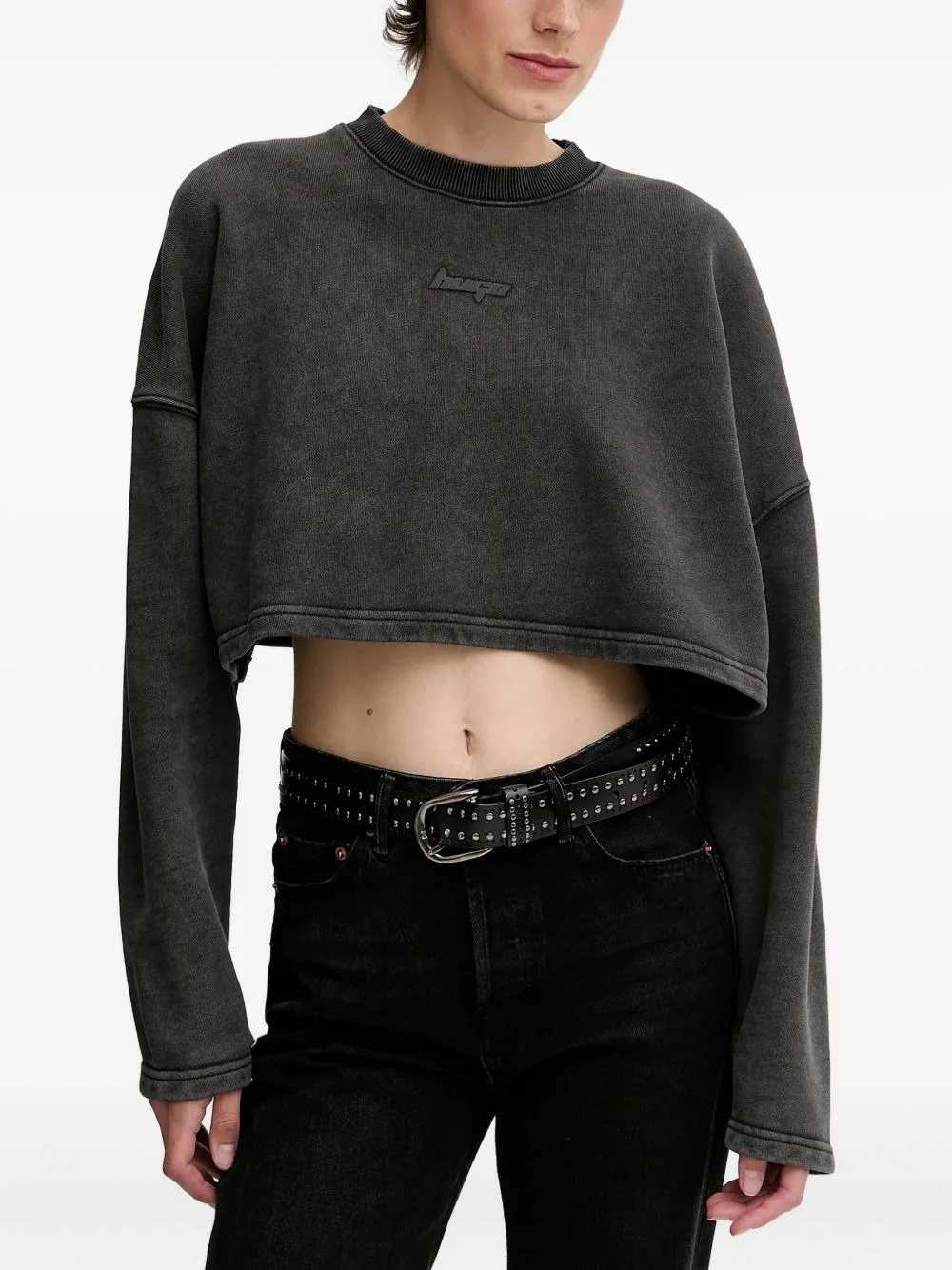 logo-embroidered cropped sweatshirt - 1