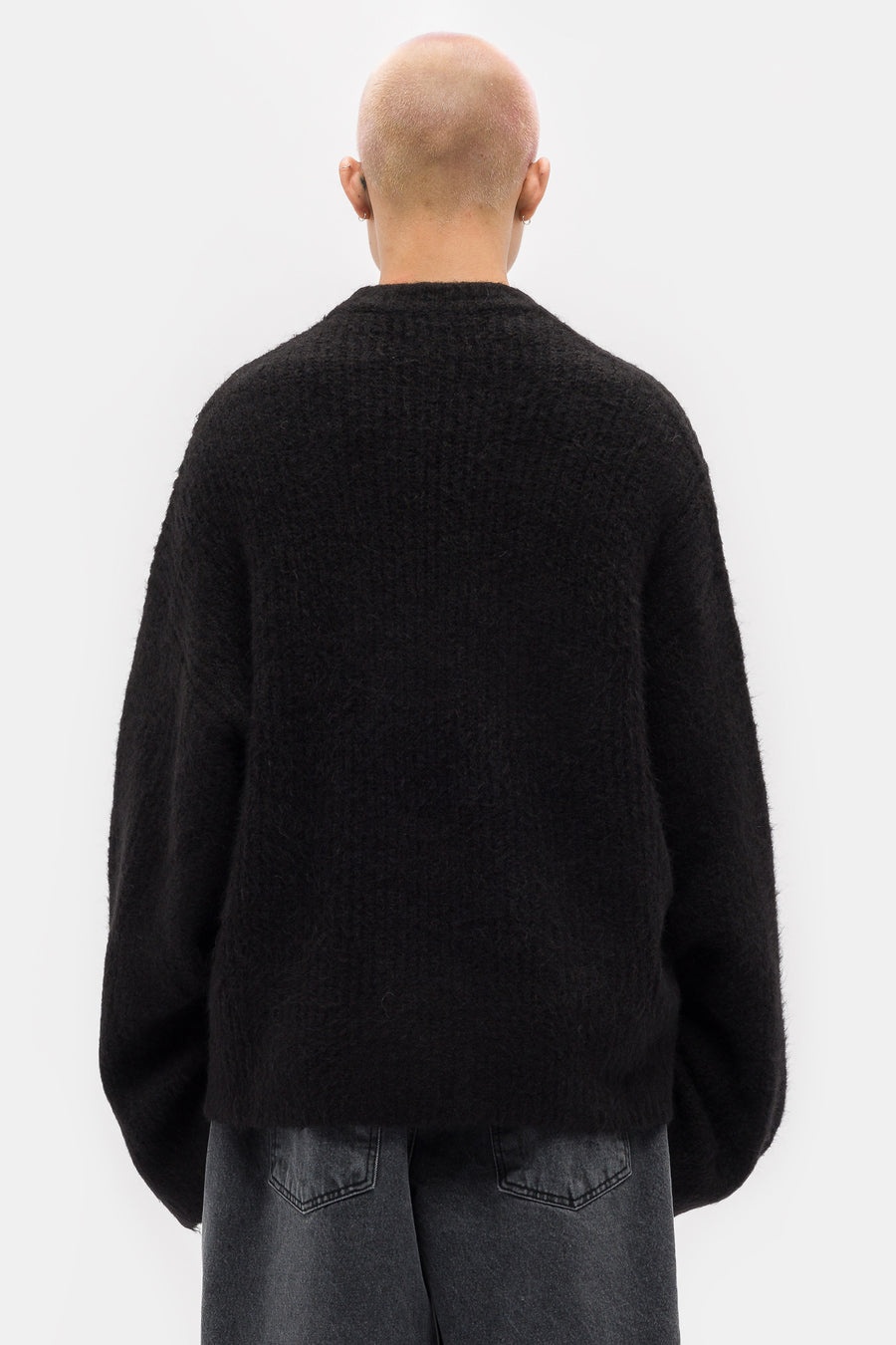 Heavy Knit Crewneck Sweater in Black - 3