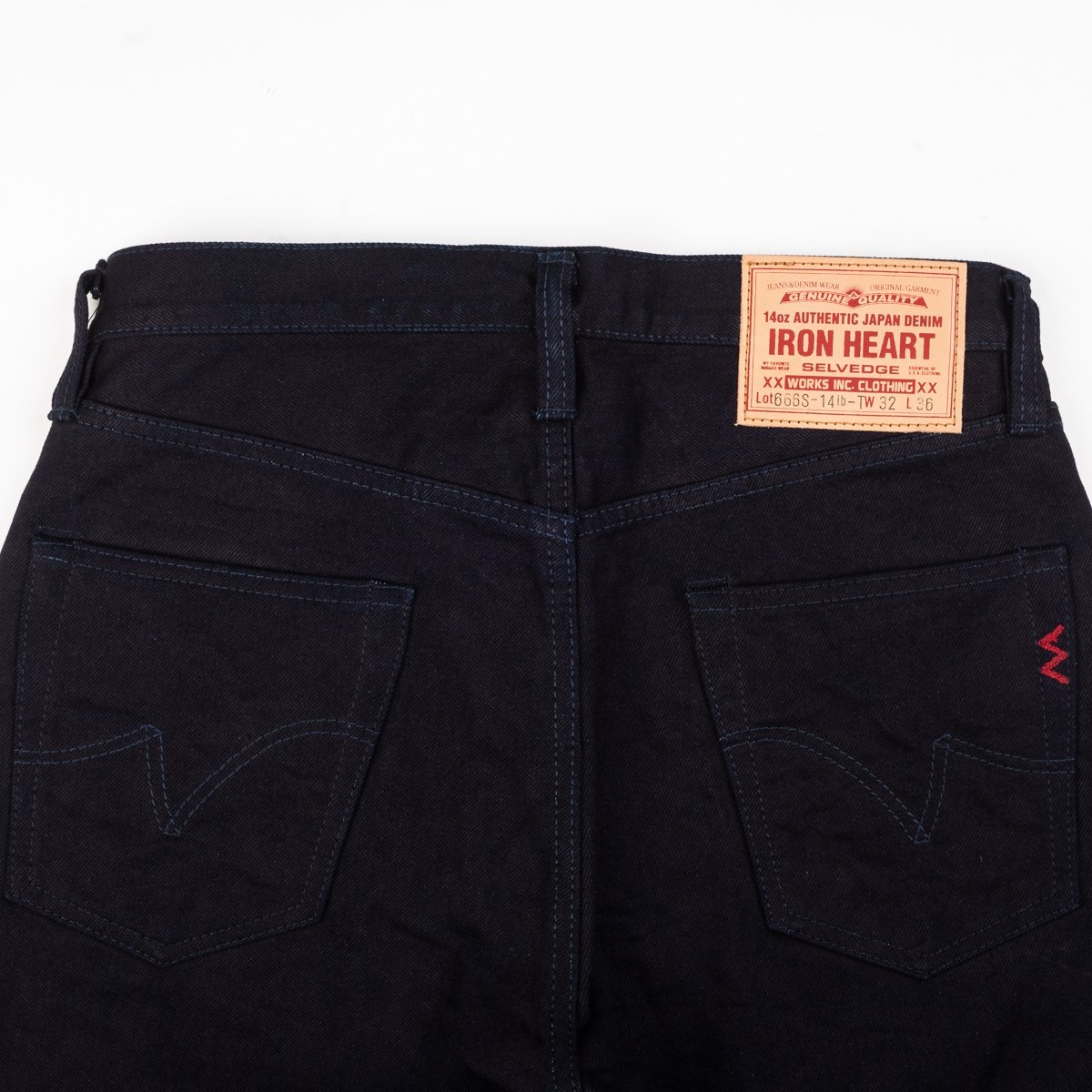 IH-666S-142ib 14oz Selvedge Denim Slim Straight Cut Jeans - Indigo/Black - 7