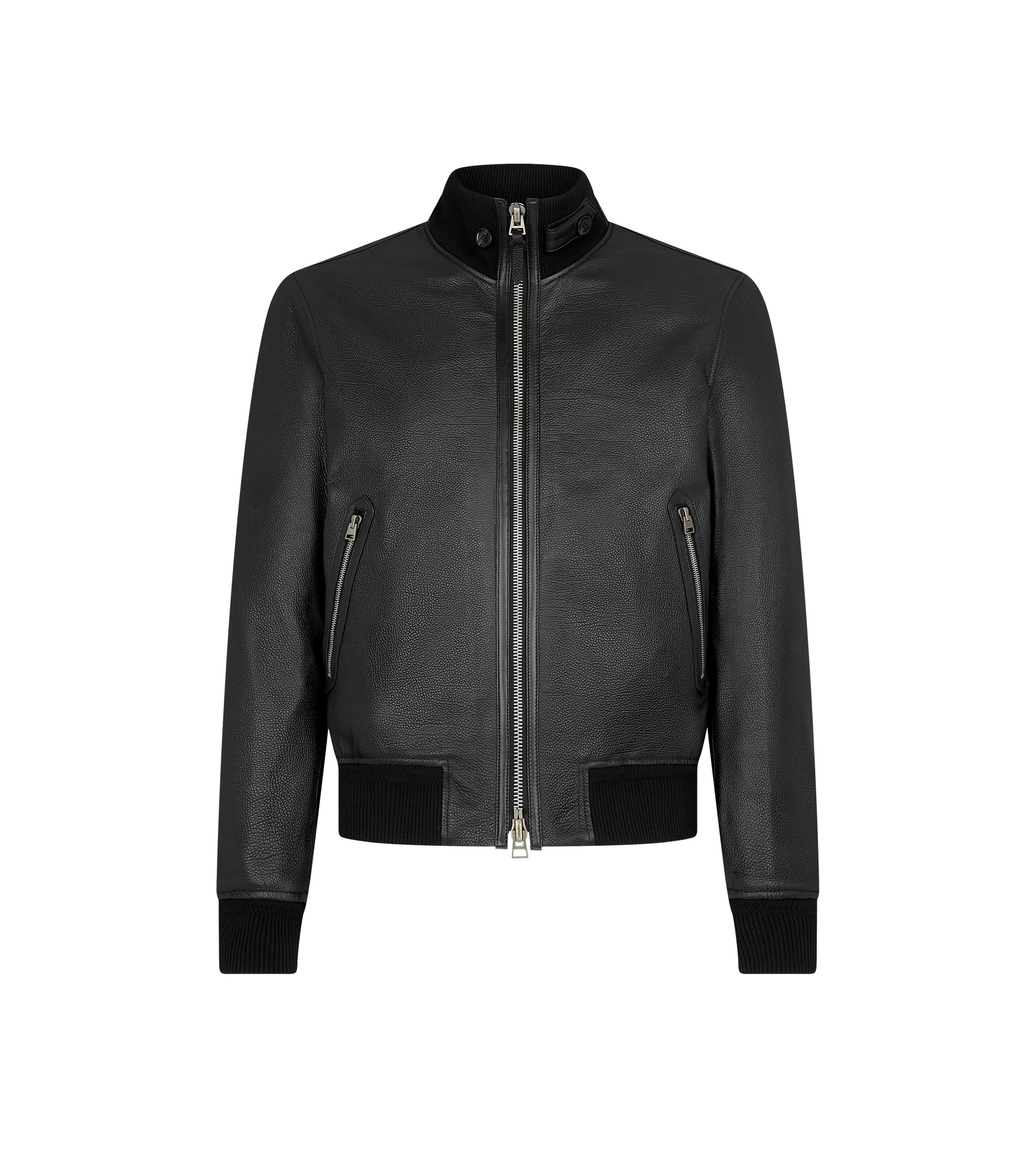 GRAIN LEATHER FUNNEL BOMBER - 1