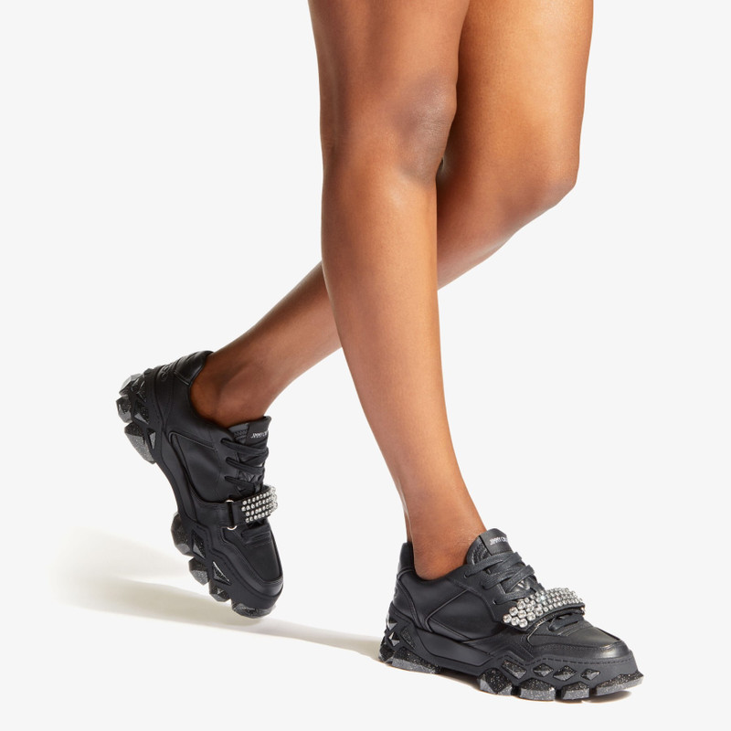 JIMMY CHOO Diamond X Strap/F
Black Calf Leather Low-Top Trainers with Crystal Strap outlook