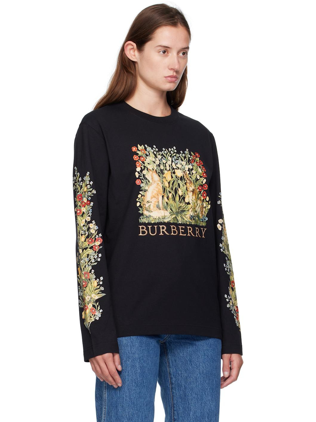 Black Long-Sleeve Forest Cotton T-shirt - 2