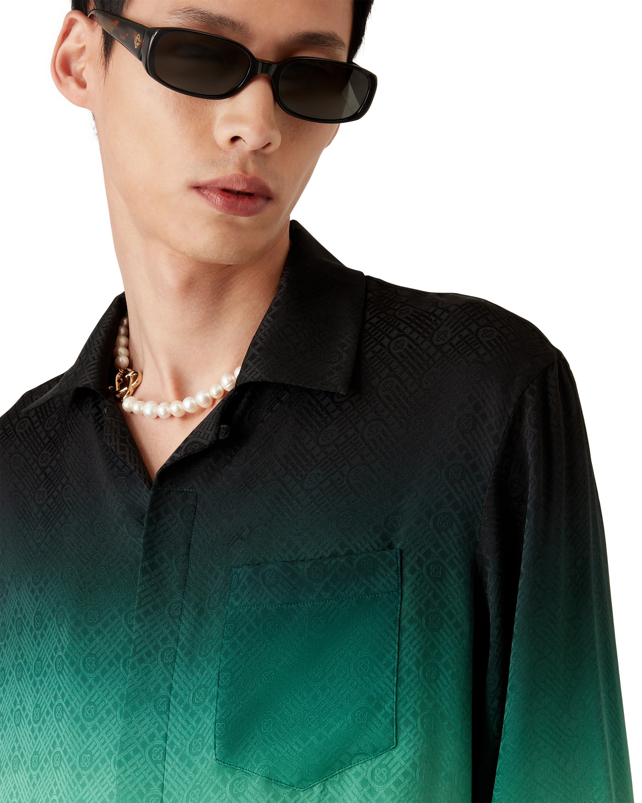 Gradient Ping Pong Jacquard Silk Shirt - 9