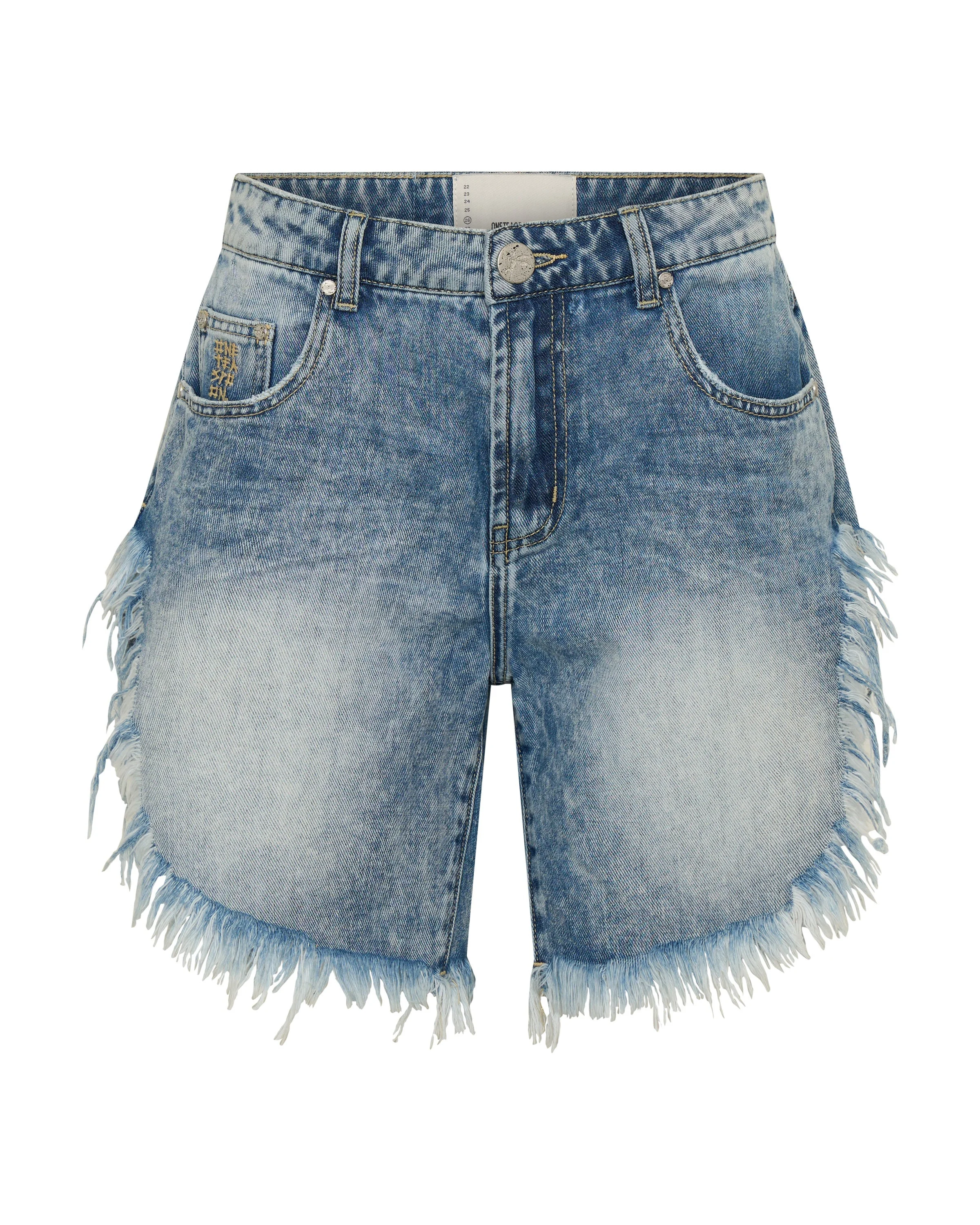 Frankies Low Waist Long Length Denim Shorts - Sunset Blue - 1